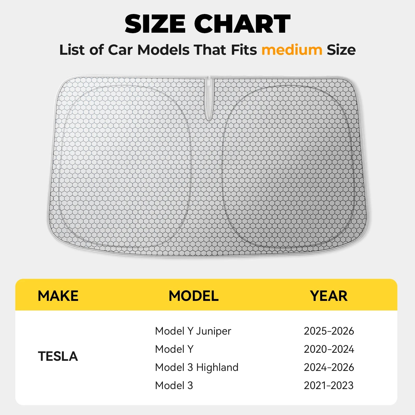 3W Windshield Sun Shade Foldable Fit for Tesla Model Y/ Model 3 UV Block Heat Sun Visor Protector Car Accessories