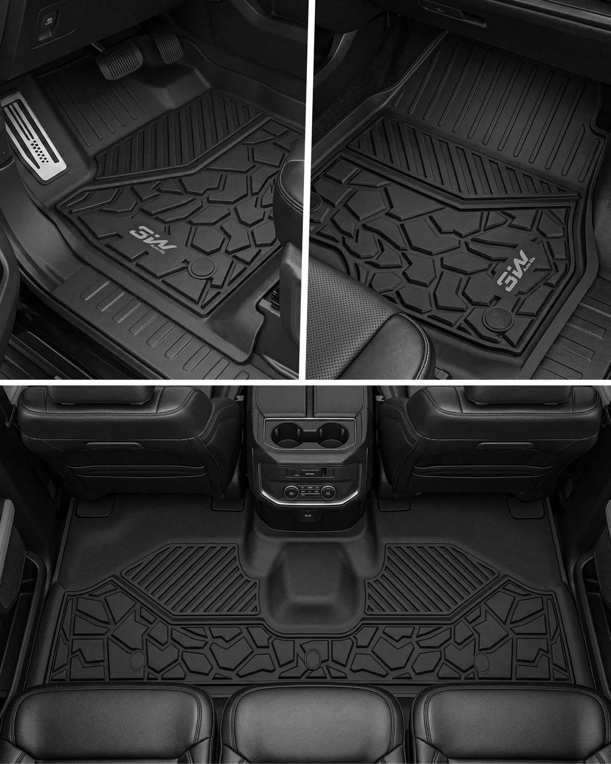 3W Floor Mats & Cargo Liner & Seat Back Mats for 2025 2026 Ford Expedition Max Bench Seating 8 Seats, All Weather for 2025 2026 Ford Expedition Max (Not fit 7 Seats) Full Set Floor Mats (Only MAX)