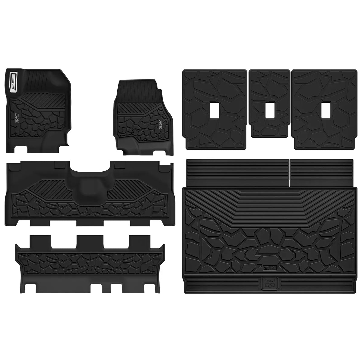 3W Floor Mats & Cargo Liner & Seat Back Mats for 2025 2026 Ford Expedition Max Bench Seating 8 Seats, All Weather for 2025 2026 Ford Expedition Max (Not fit 7 Seats) Full Set Floor Mats (Only MAX)