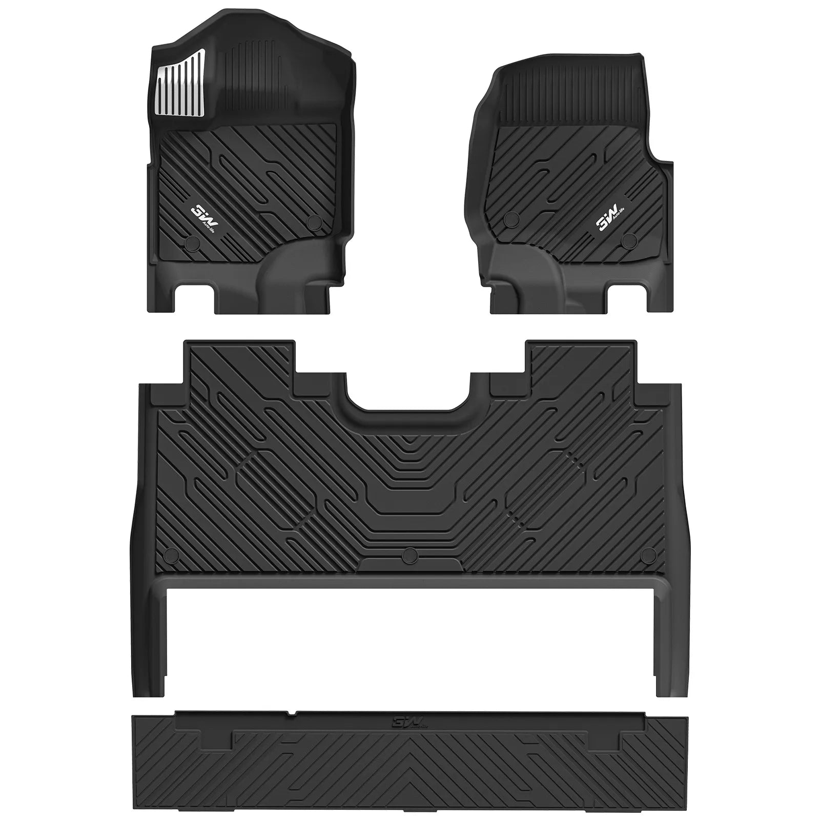 3W Floor Mats (with Metal Pedals) & Storage Box Mat Fit for Ford F-150 2015-2026 & F150 Lightning 2022-2025 SuperCrew, TPE All Weather Car Mats Custom Fit Accessories