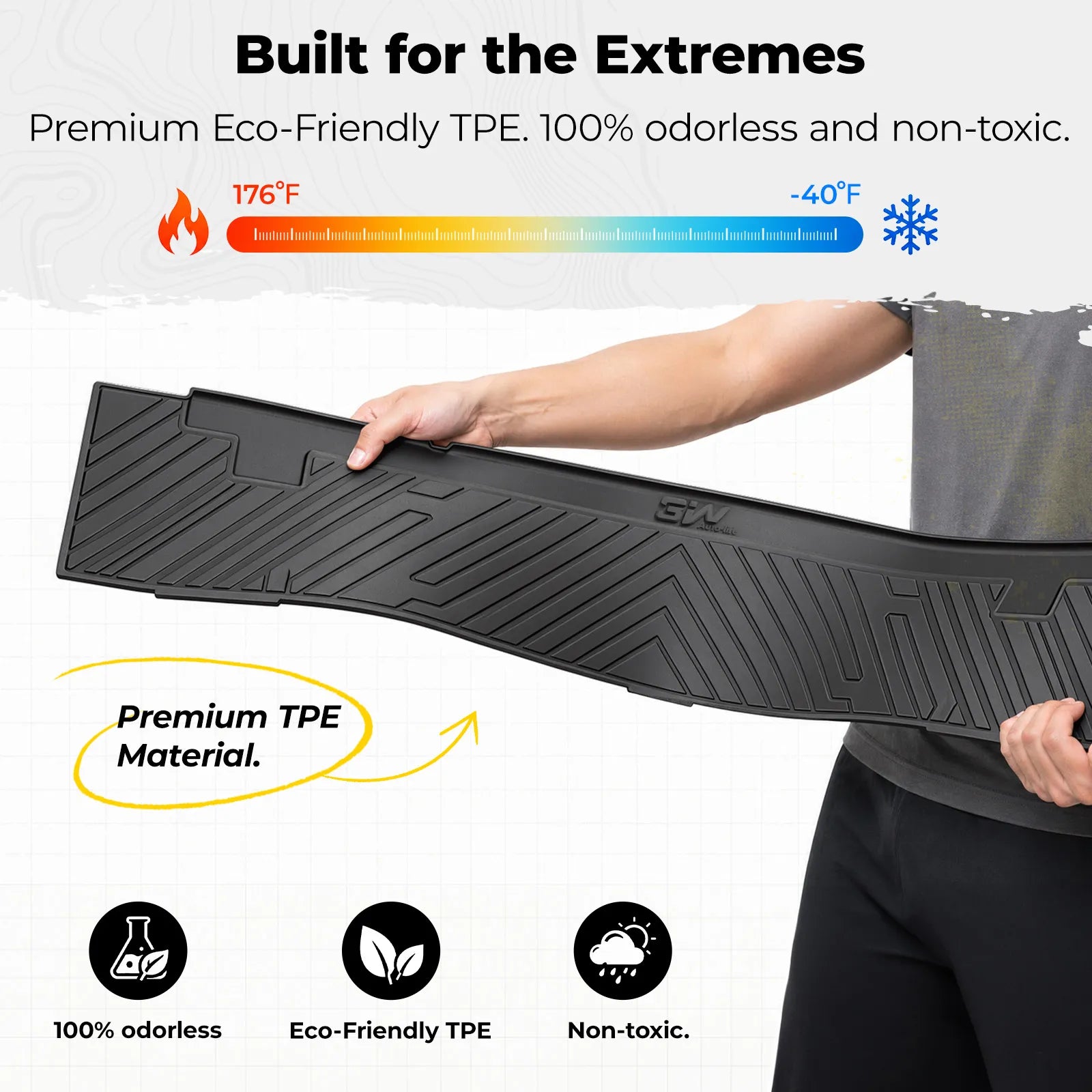 3W Floor Mats (with Metal Pedals) & Storage Box Mat Fit for Ford F-150 2015-2026 & F150 Lightning 2022-2025 SuperCrew, TPE All Weather Car Mats Custom Fit Accessories