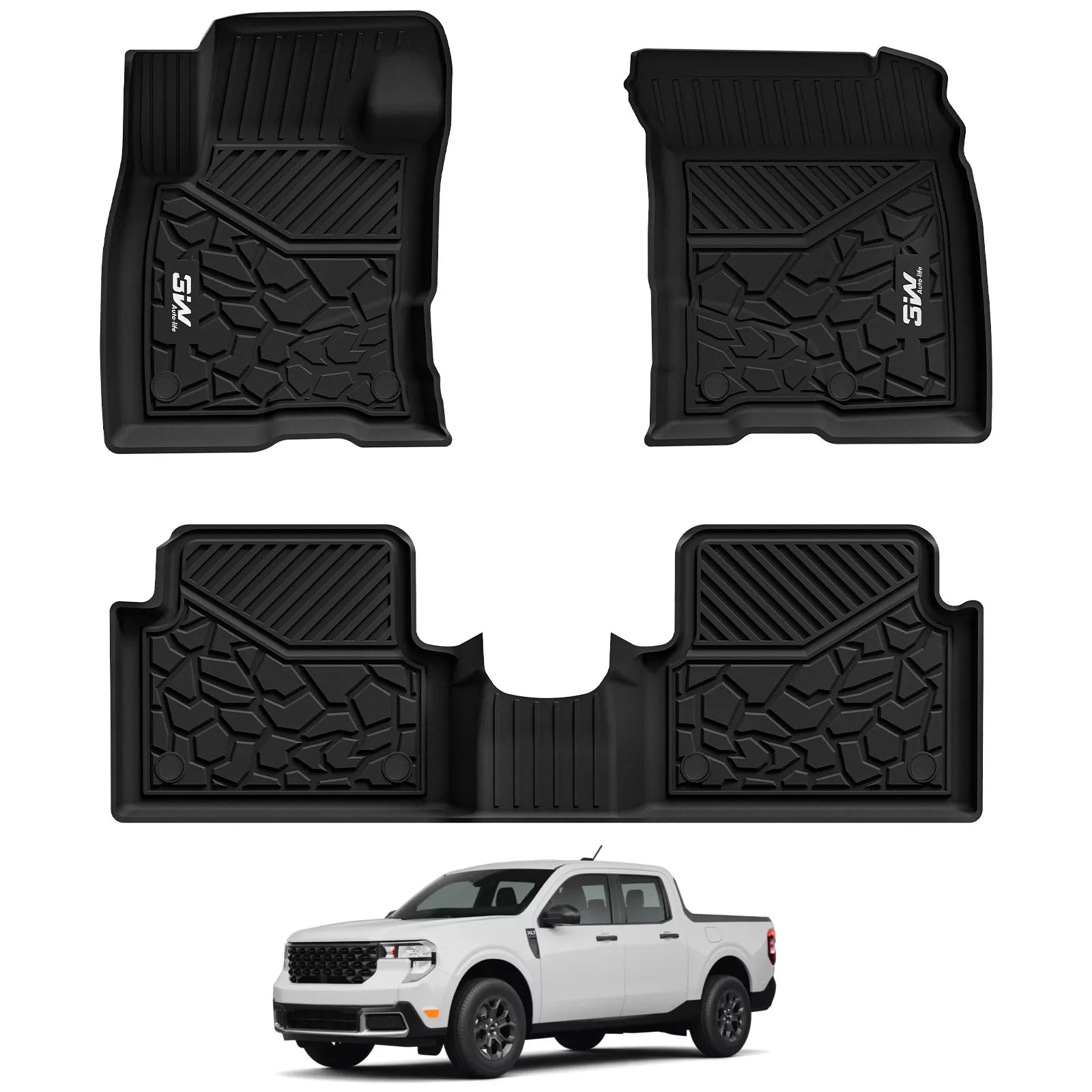 3W Floor Mats for Ford Maverick 2022-2025(Only Fits Gasoline Models) All Weather Floor Liners for Ford Maverick TPE Floor Mats