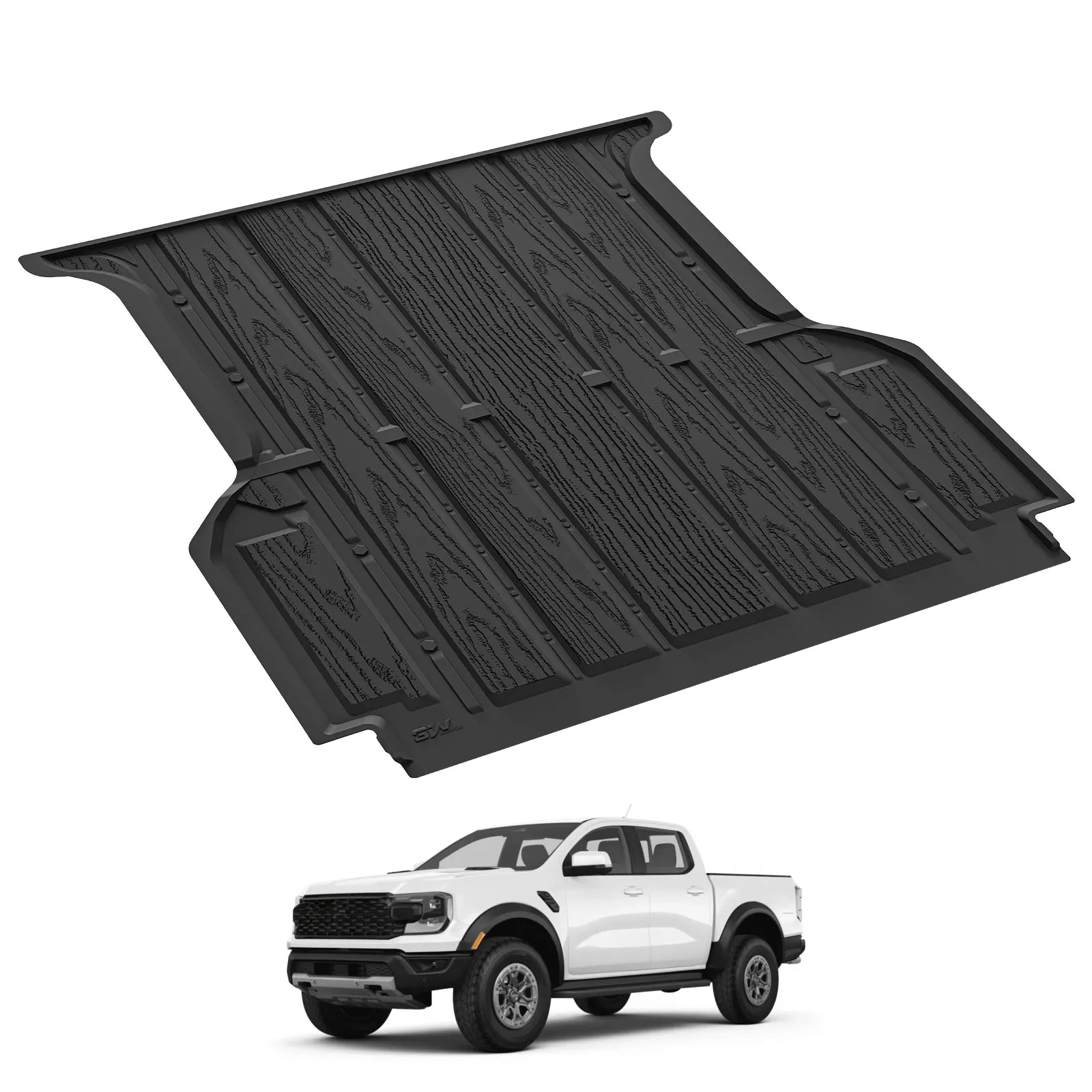 3W Ford Ranger SuperCrew 2024-2026 Bed Liners 5FT TPE Cuatom Bed Mat Durable& Easy to Clean