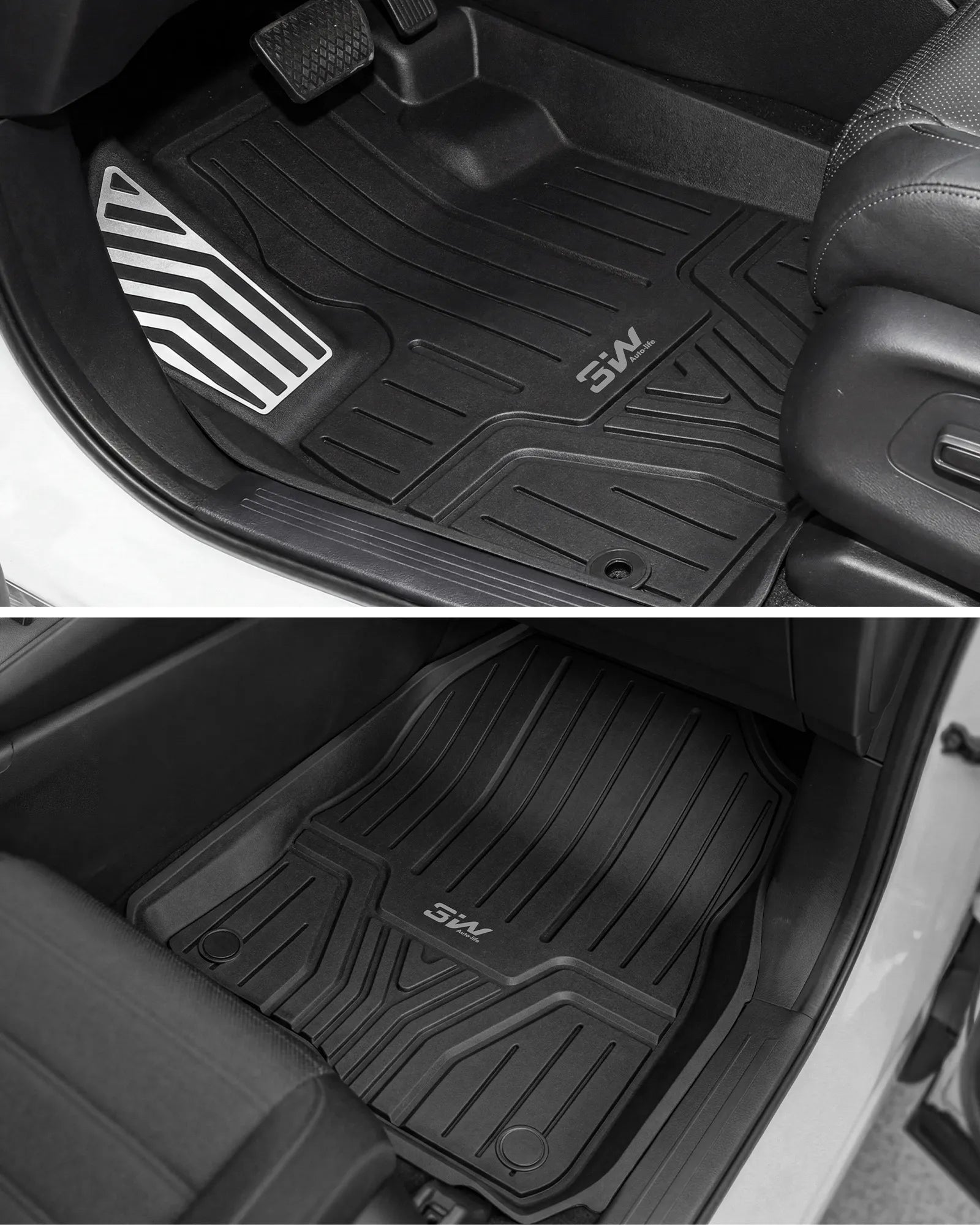 3W Floor Mats Fit for Honda CR-V 2023 2024 2025 2026 (Include Hybrid), All Weather TPE Custom Fit Floor Liner 1st, 2nd Row Car Mats Black Car Accessories
