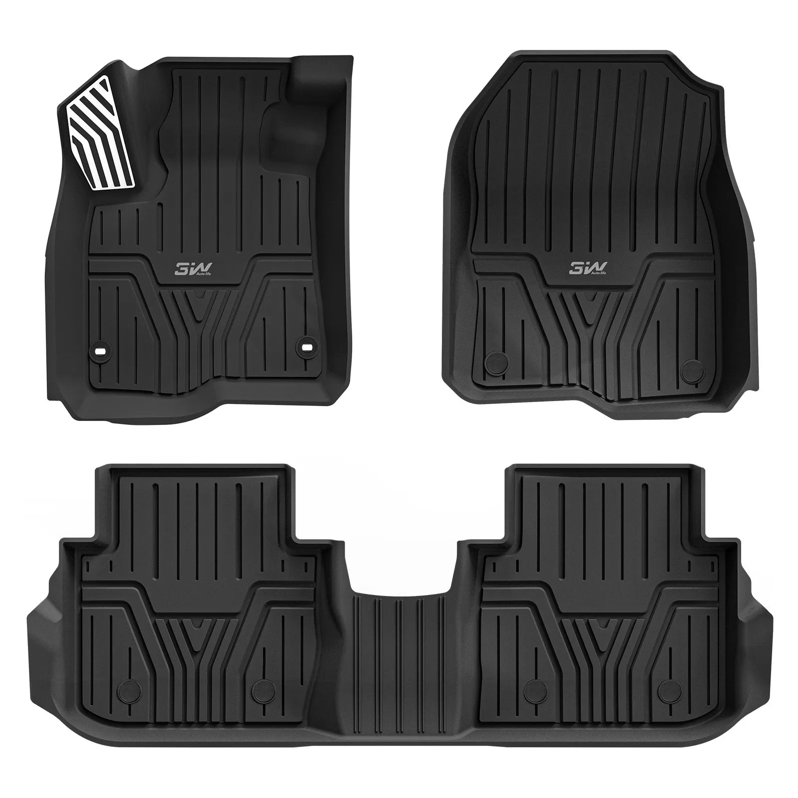 3W Floor Mats Fit for Honda CR-V 2023 2024 2025 2026 (Include Hybrid), All Weather TPE Custom Fit Floor Liner 1st, 2nd Row Car Mats Black Car Accessories