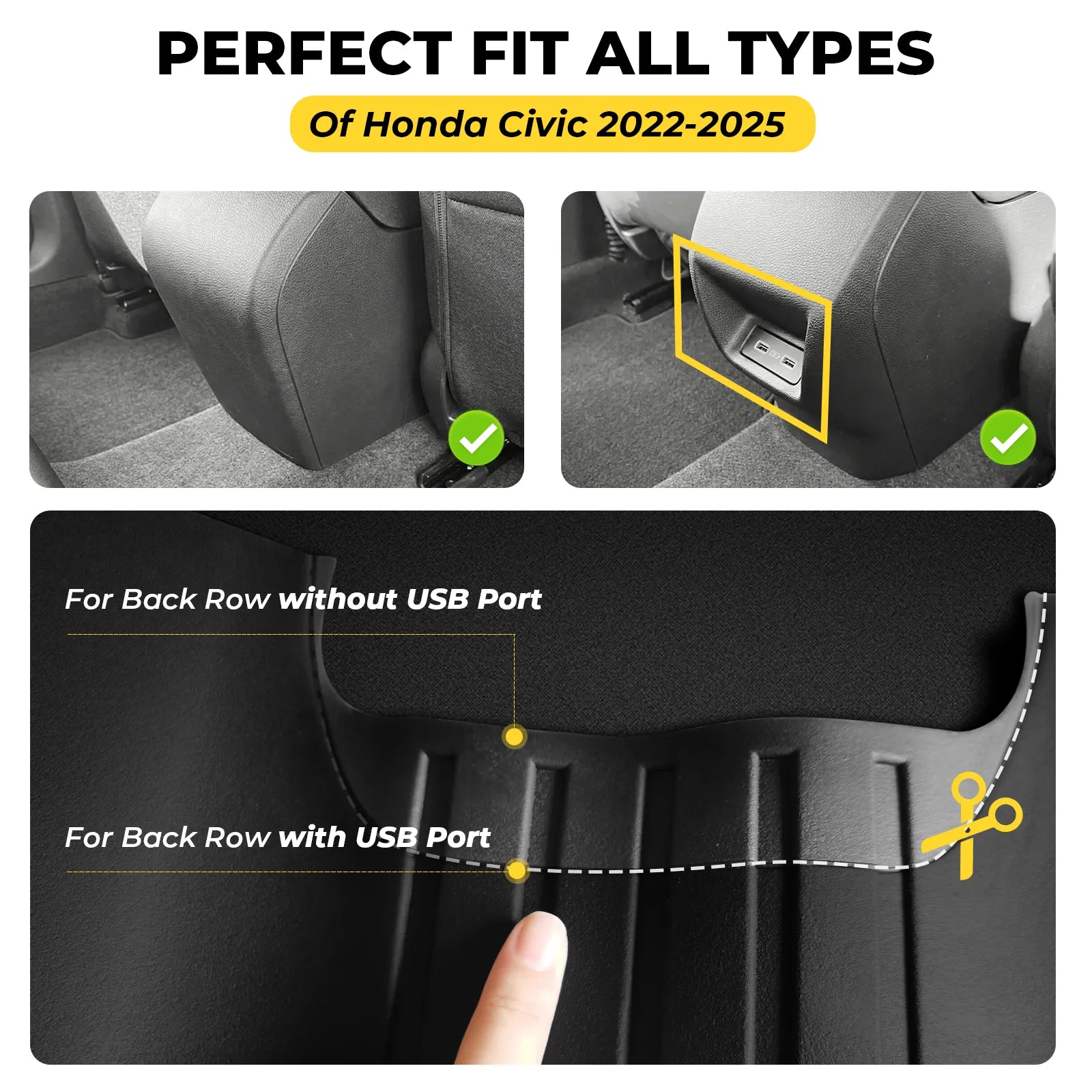 3W Honda Civic 2022-2025 (Non Hatchback) Custom Floor Mats Cargo Liner TPE Material & All-Weather Protection Vehicles & Parts 3Wliners   