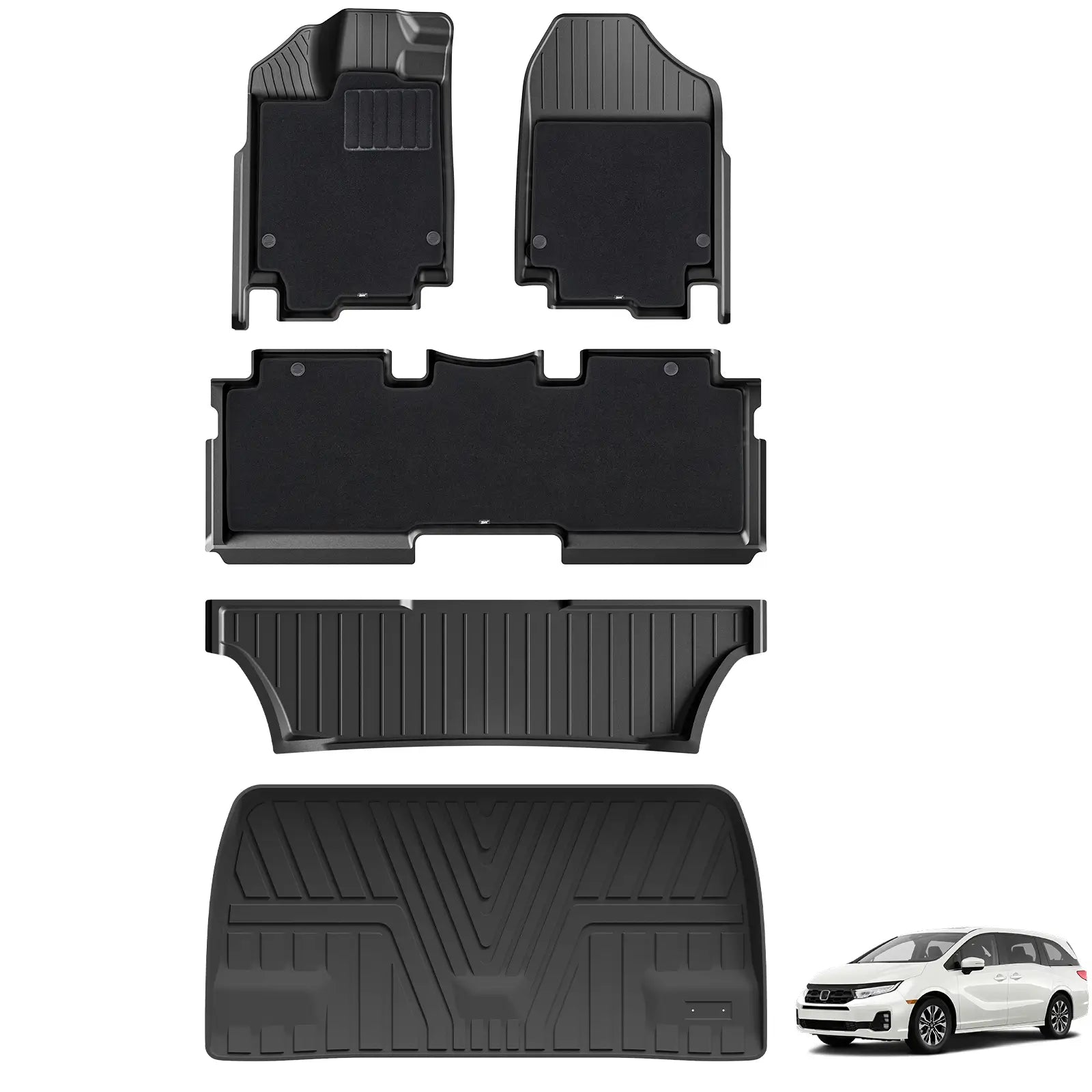 3W Honda Odyssey 2018-2025 Custom Floor Mats / Trunk Mat Thorex™ All-Weather Protection - 3Wliners