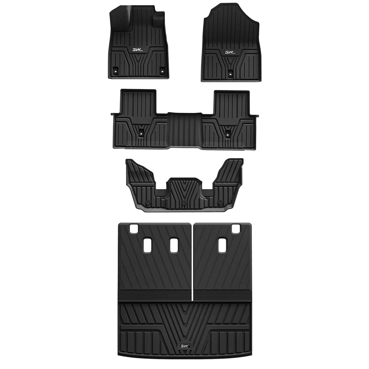3W Honda Pilot 2023-2025 Custom Floor Mats / Seat Back Mat / Trunk Mat TPE Material & All-Weather Protection