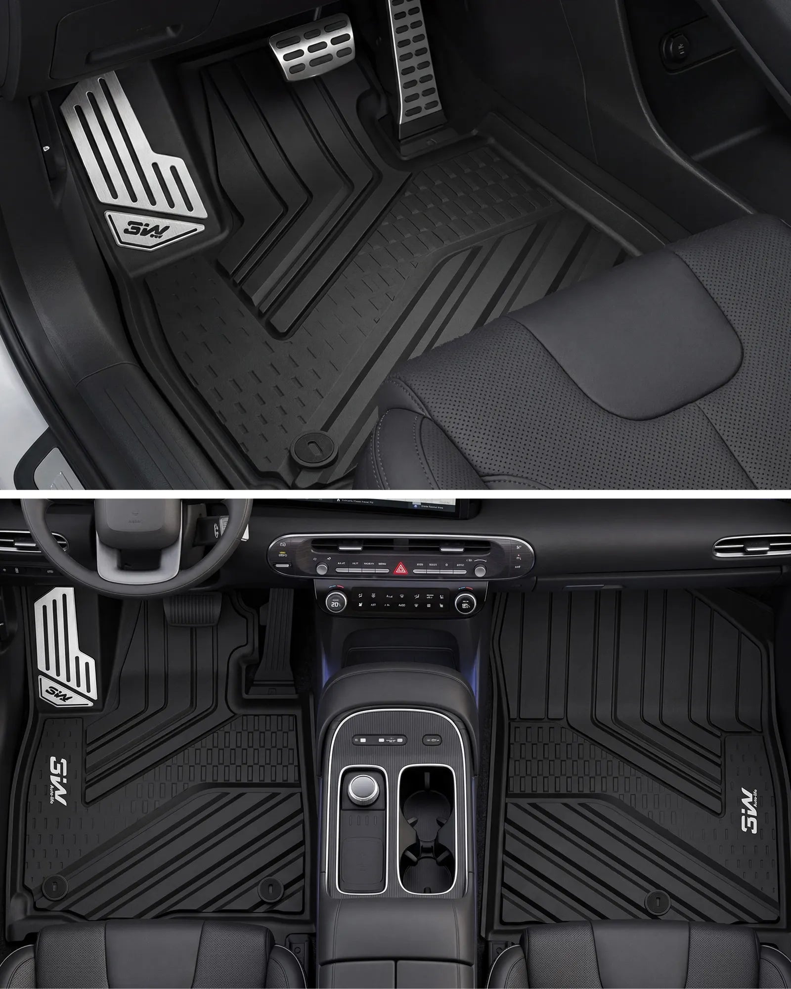 3W Floor Mats & Backrest Mats & Cargo Mats for Hyundai Palisade 2026 7/8 Passenger(Only Fit Gas), All Weather TPE Interior Protector Floor Liner, Custom Fit Full Set Car Mats Accessories, Black