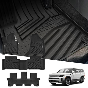 3W Hyundai Santa Fe 7 Seat 2024-2026 (Only Gasoline Vehicle) Custom Floor Mats/ Trunk Mat Thorex™ All-Weather Protection