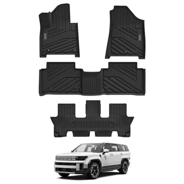 3W Hyundai Santa Fe 7 Seat 2024-2026 (Only Gasoline Vehicle) Custom Floor Mats/ Trunk Mat Thorex™ All-Weather Protection