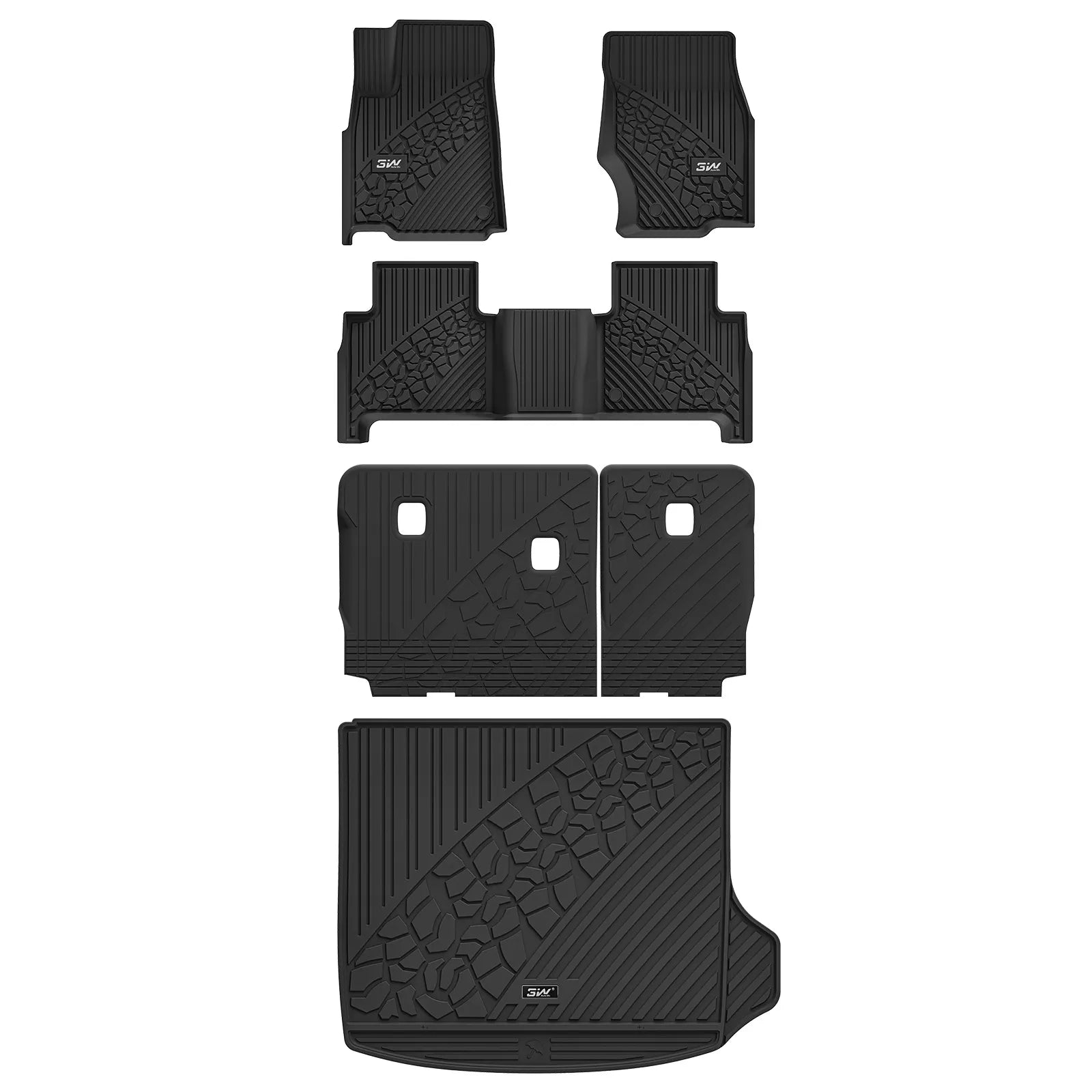 3W Floor Mats & Cargo Liner & Seatback Mats Fit for 2022-2025 Jeep Grand Cherokee WL/4xe 5-Seat Only, (NOT for WK2 or L), TPE All Weather Heavy Duty Car Accessories