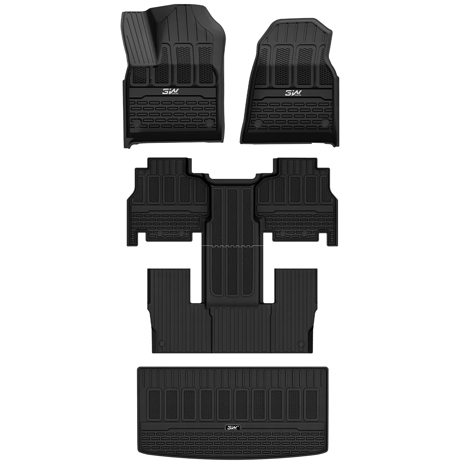 3W Jeep Grand Wagoneer 2022-2024 Custom 7 seat Floor Mat Trunk Mat TPE Material & All-Weather Protection Vehicles & Parts 3Wliners 2022-2024 7-Seat Grand Wagoneer 2022-2024 1st&2nd&3rd Row+Trunk Mat