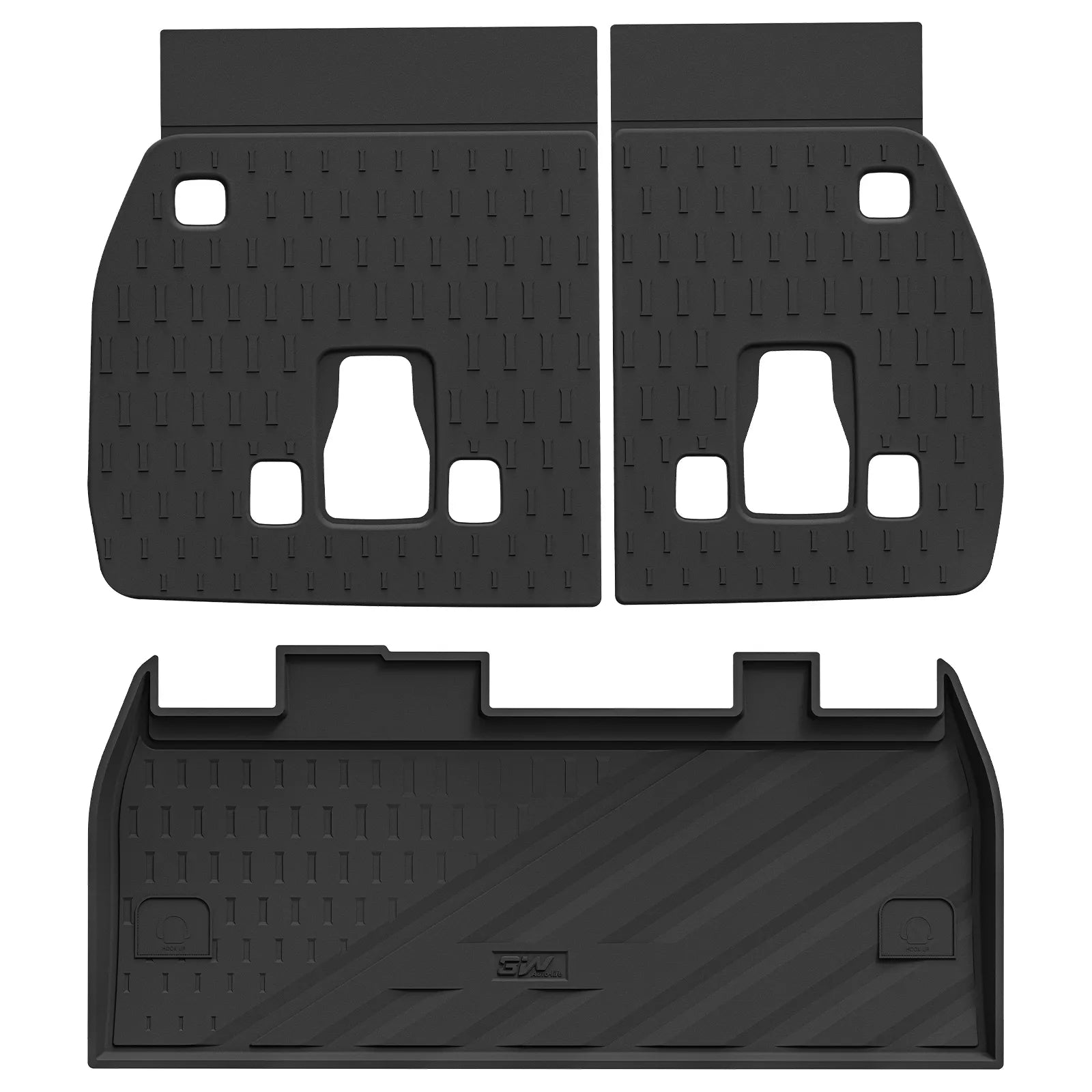 3W Trunk Mat & Seat Back Protector Fit Kia Carnival Hybrid (Only for 8 Seats), All Weather TPE Custom Fit Cargo Liner with Seat Back Protector for Kia Carnival Accessories, Black