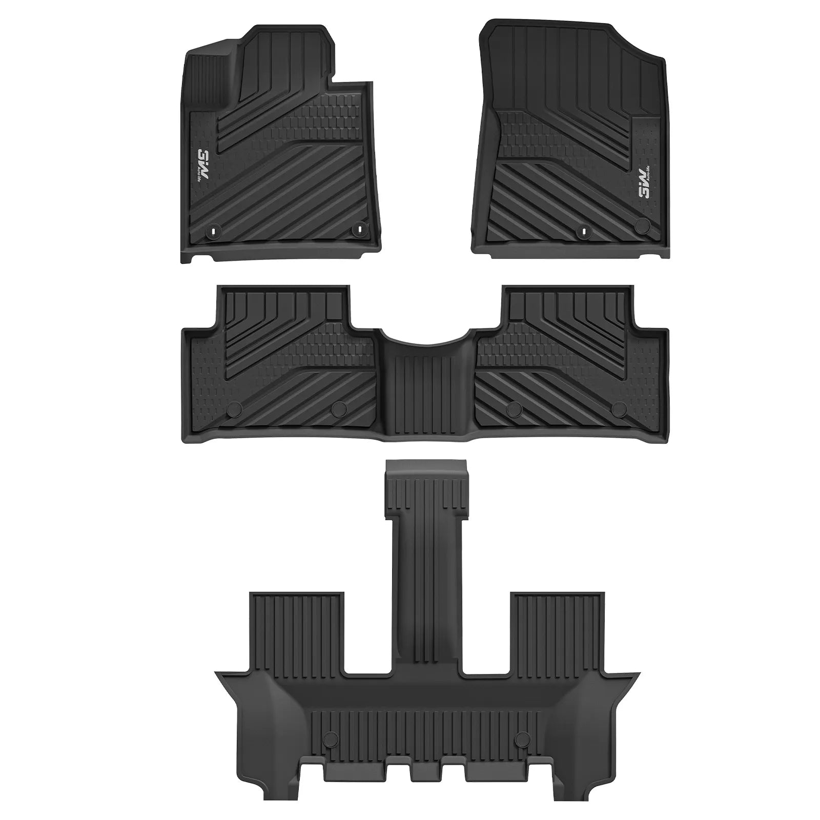 3W Floor Mats Compatible with Kia Sorento 6/7 Seats 2021-2024 2025 (Not Fit for Hybrid & PHEV), TPE All Weather Protection Floor Mats Custom Fit 3 Rows Car Floor Liners Set Car Mats Acessoires, Black