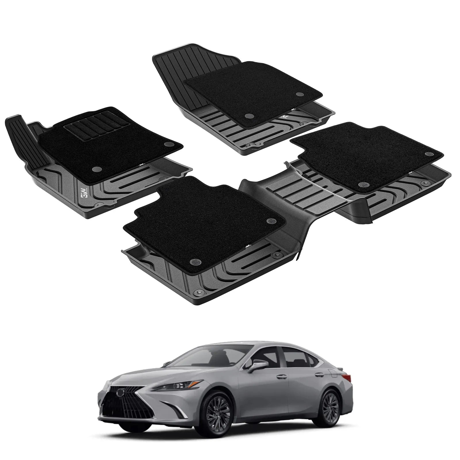 3W LEXUS ES 2019-2025 ES350 ES300h Custom Floor Mats Front Wheel Drive Thorex™ All-Weather Protection - 3Wliners