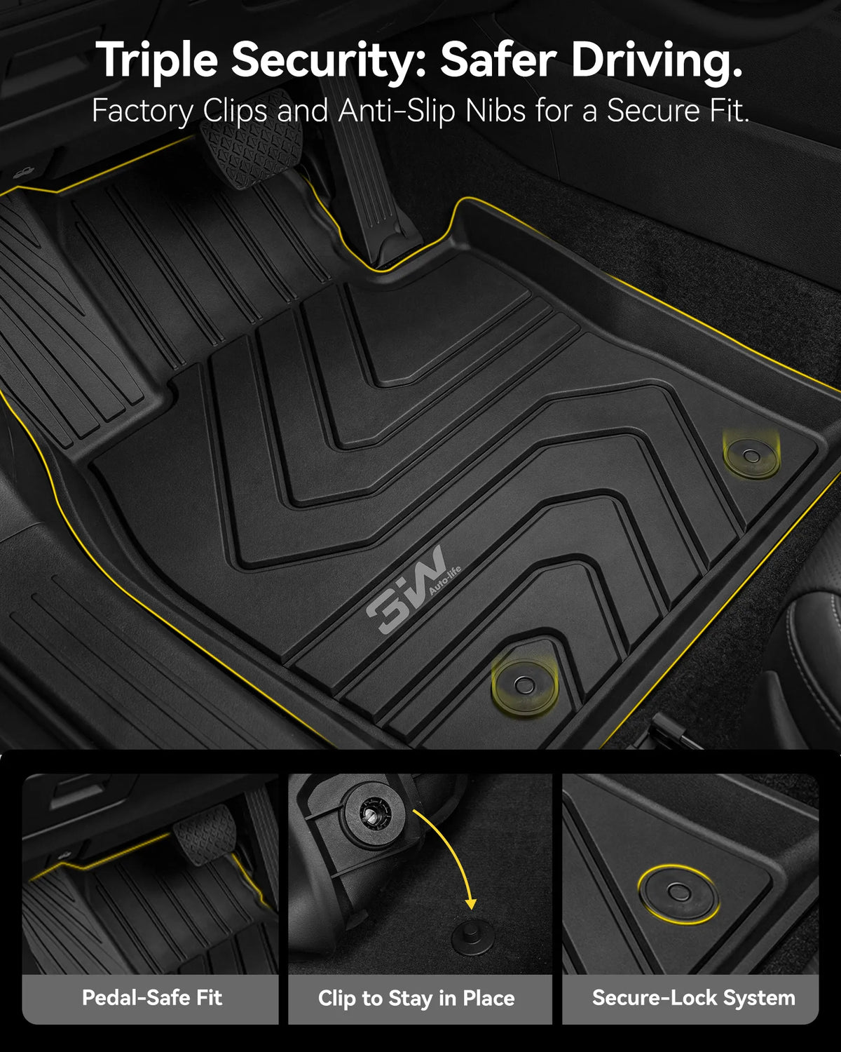 3W Floor Mats & Cargo Liner Fit Mazda CX-50 2023 2024 2025 (Not for Hybrid), TPE All Weather Liners Full Set Mazda CX 50 Accessories All Season Guard Odorless Anti-Slip Black