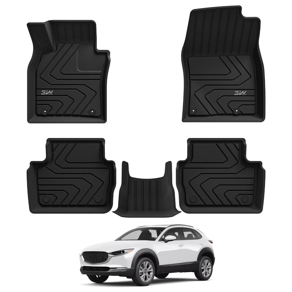 3W Thorex all-weather custom floor mats set for 2020-2026 Mazda CX-30 gasoline model