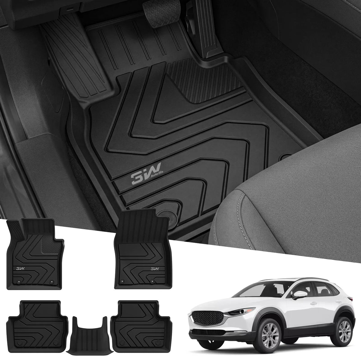 3W Thorex all-weather custom floor mats set for 2020-2026 Mazda CX-30 gasoline model