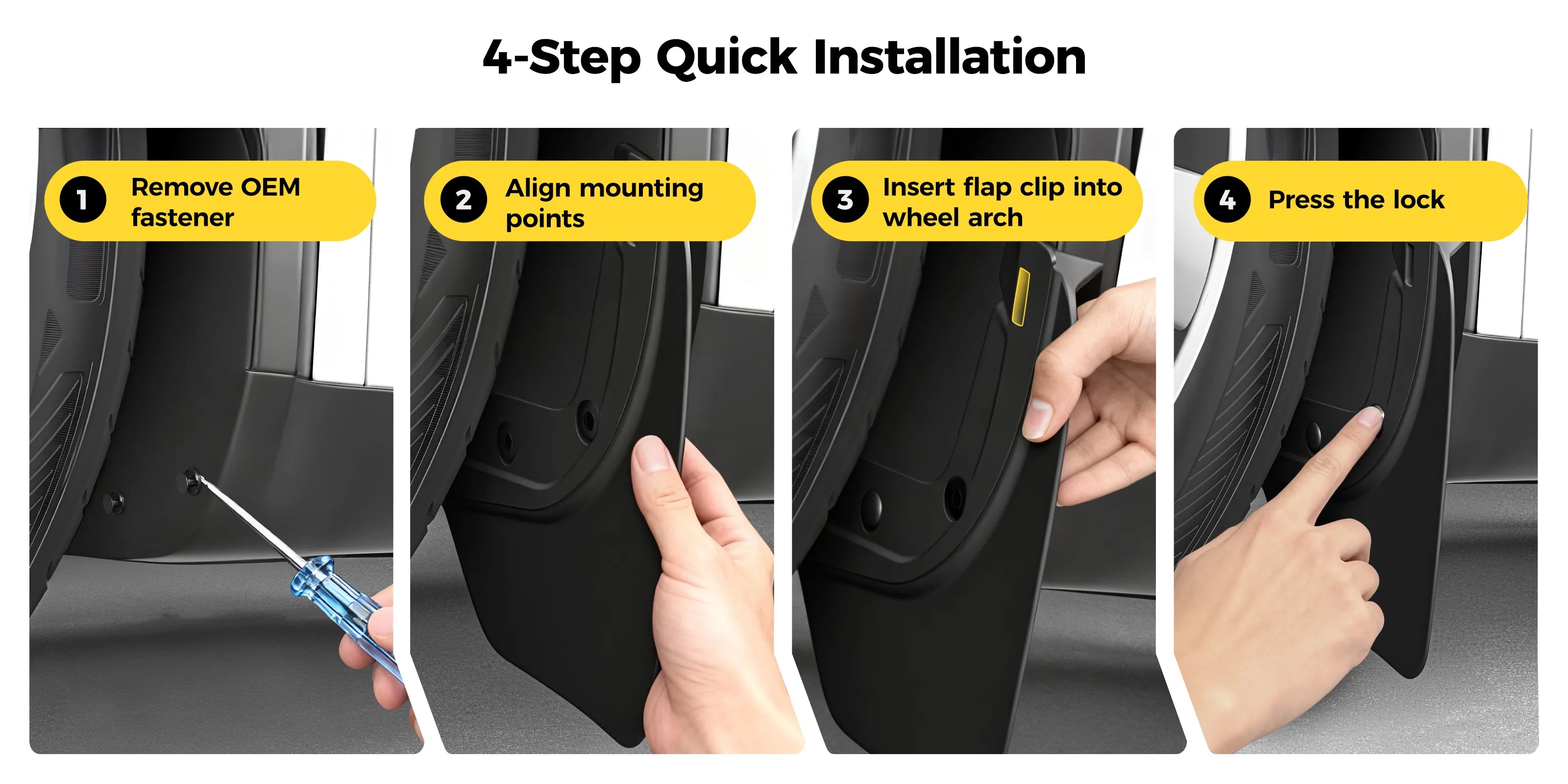  3W Mud Flaps For  Tesla Model Y Juniper 2025-2026 Protect Paint No Drilling Required OEM-Fit & Flexible  Effortlessly Rinses Clean 