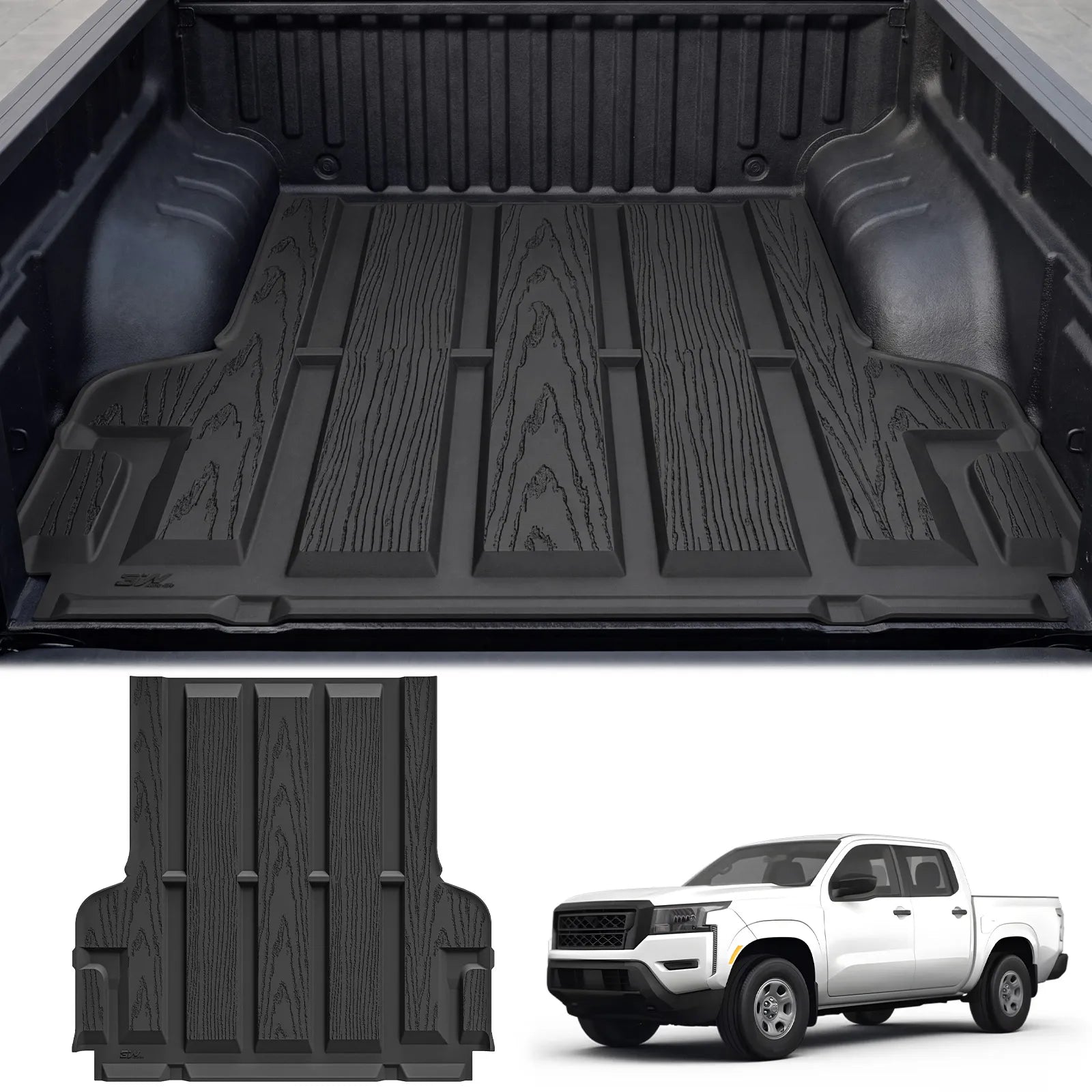 3W Floor Mats & Truck Bed Mat for Nissan Frontier 2025 2024 2023 2022 Crew Cab(NOT for 2nd with Under Seat Speaker), All Weather TPE Custom Fit Car Liner for Frontier