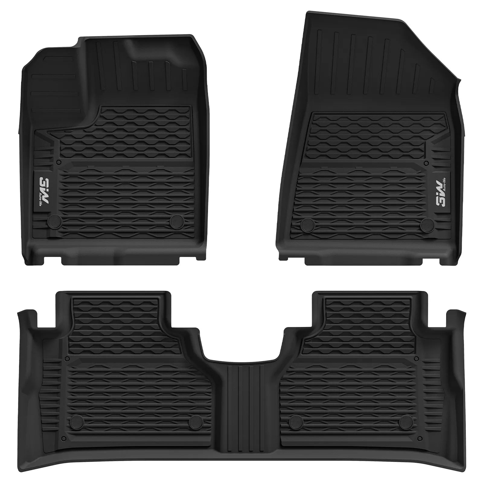 3W Floor Mats for Nissan Murano 2025, Custom Fit All Weather TPE Protection Floor Liners for Murano, Heavy Duty Automotive 1st & 2nd Row Car Mats, Black