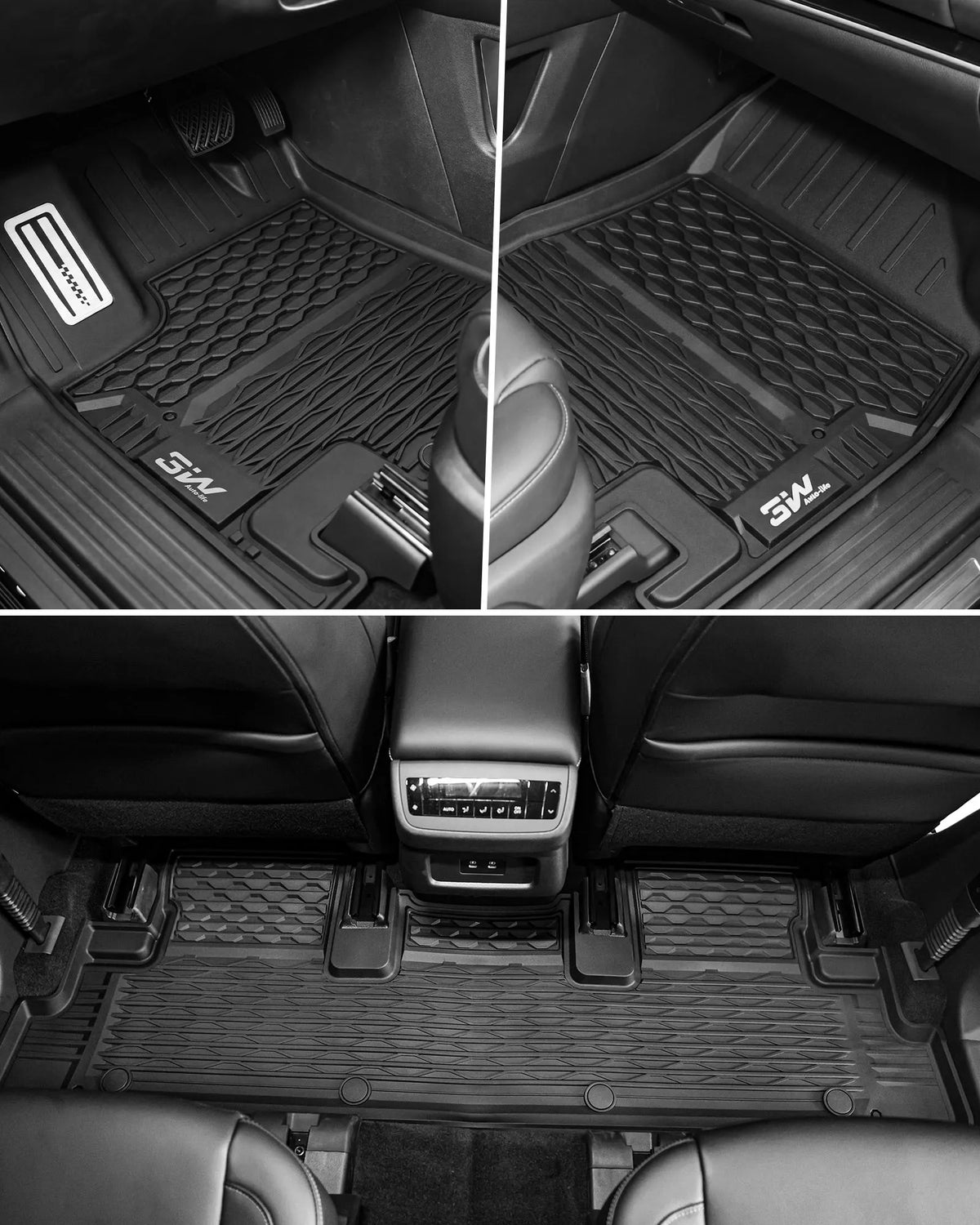 3W Floor Mats & Cargo Liner & Back Seat Cover Custom Fit for Nissan Pathfinder 2022 2023 2024 2025 (Only fit 7 Passenger Models), TPE All Weather Custom Fit Nissan Pathfinder Full Set,Black