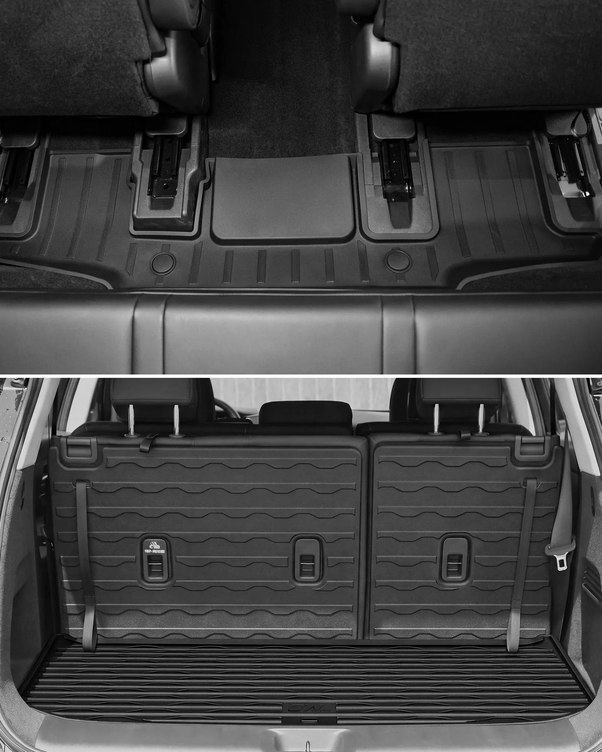 3W Floor Mats & Cargo Liner & Back Seat Cover Custom Fit for Nissan Pathfinder 2022 2023 2024 2025 (Only fit 7 Passenger Models), TPE All Weather Custom Fit Nissan Pathfinder Full Set,Black