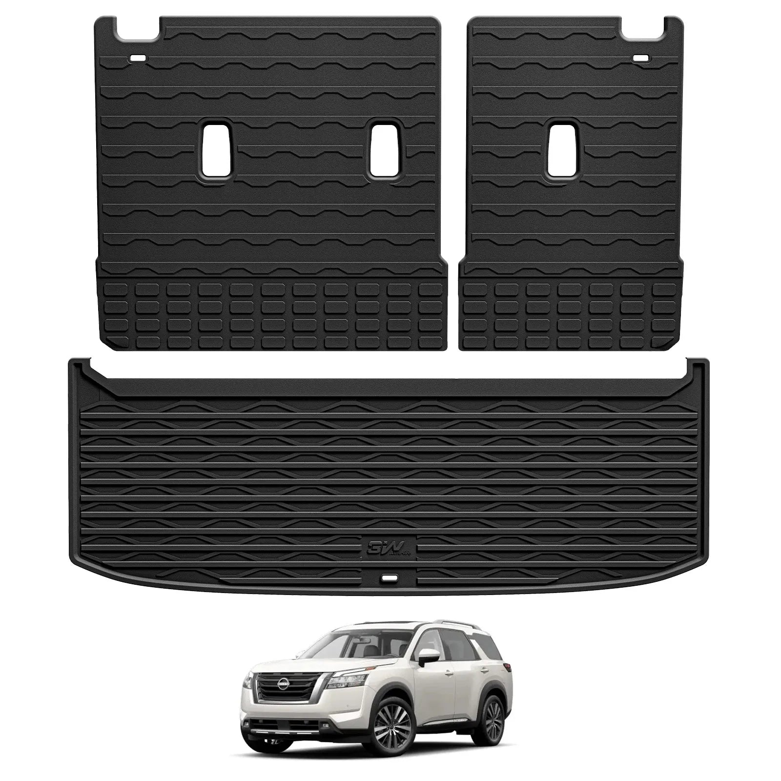 3W Floor Mats for Nissan Pathfinder 8 Seat 2022-2025  All-Weather Protection Custom Fit Car Taunk Mats Back Seat Mats