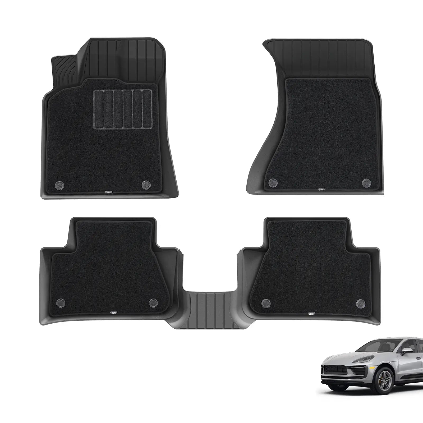 3W Porsche Macan 2014-2025 Custom Floor Mats / Trunk Mat Thorex™ All-Weather Protection - 3Wliners