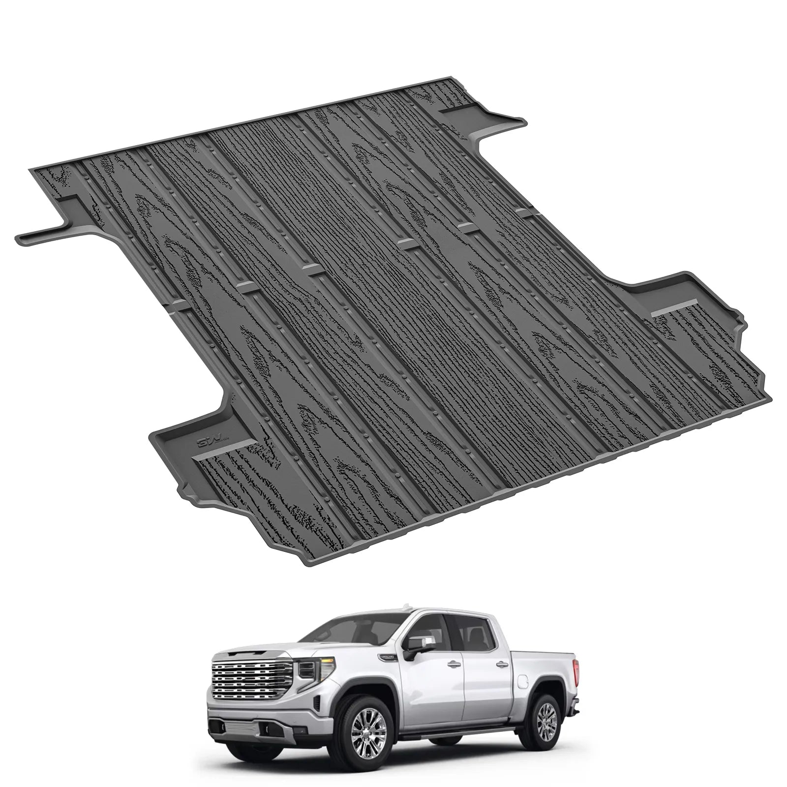 3W Truck Bed Mat Fit 2019-2024 2025 2026 Chevy Silverado 1500 & GMC Sierra 1500 6.6FT Standard Bed All Weather TPE Custom Fit Heavy Duty Pickup Accessories Trunk Mat