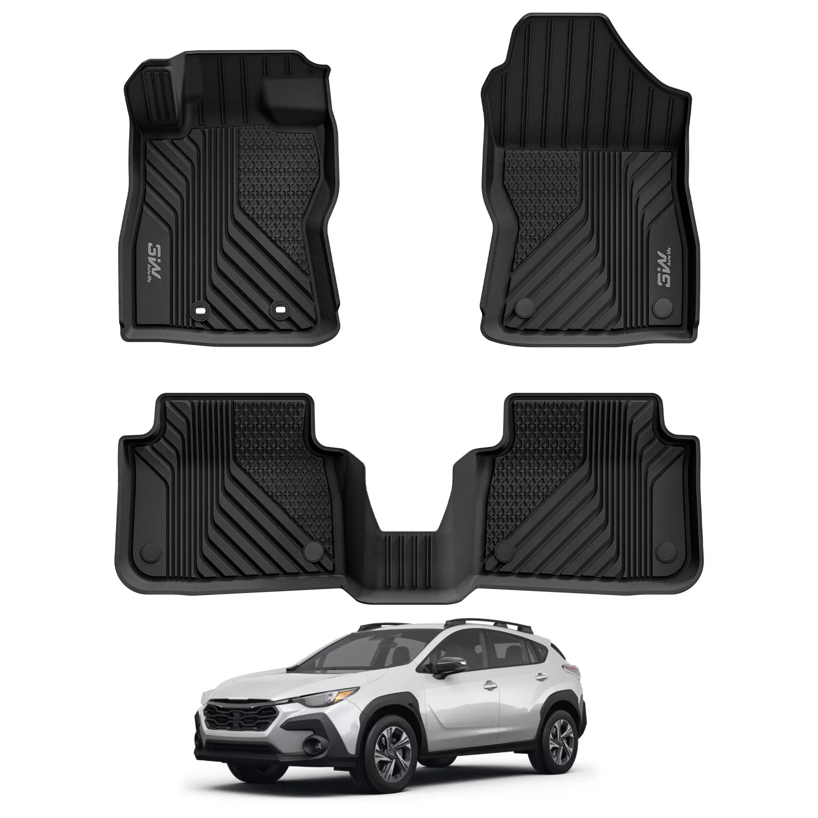 3W Floor Mats & Cargo Liner Fit for 2024 2025 2026 Subaru Crosstrek/2024 2025 2026 Subaru Impreza, All Weather TPE Car Liner Custom Fit for Crosstrek & Impreza Accessories (NOT for Hybrid)