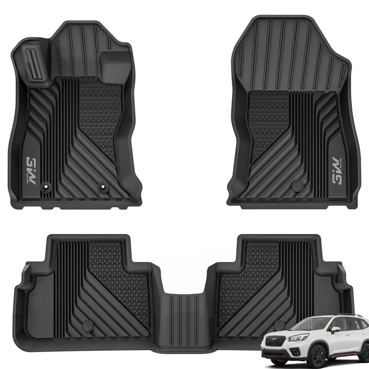 3W Subaru Forester 2019-2024 Custom Floor Mats TPE Material & All-Weather Protection Vehicles & Parts 3Wliners 2019-2024 Forester 2019-2024 1st&2nd Row Mats