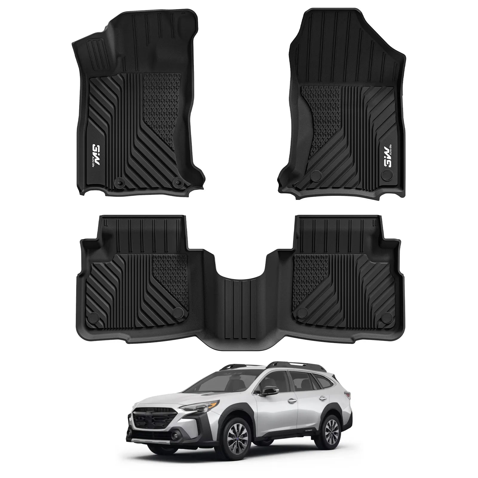 3W Floor Mats Fit for Subaru Outback & Legacy 2020-2024 2025 TPE All Weather Custom Fit Floor Liner for Subaru Outback & Legacy 1st and 2nd Row Car Mats, Black