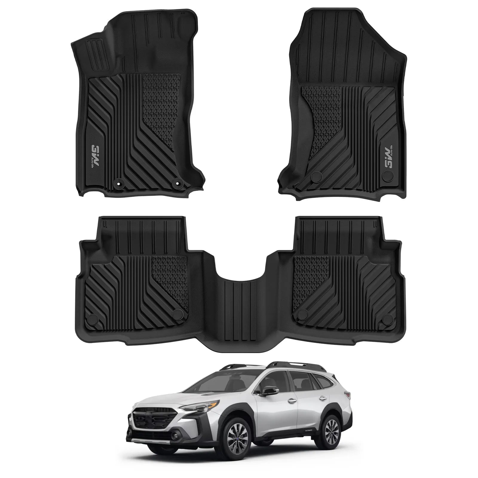 3W Floor Mats Fit for Subaru Outback & Legacy 2020-2024 2025 TPE All Weather Custom Fit Floor Liner for Subaru Outback & Legacy 1st and 2nd Row Car Mats, Black
