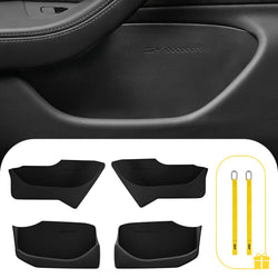 Custom-fit TPE door pocket organizer and emergency release strap set for the 2024-2026 Tesla Model 3 Highland, designed for a seamless fit in the side door storage slots.