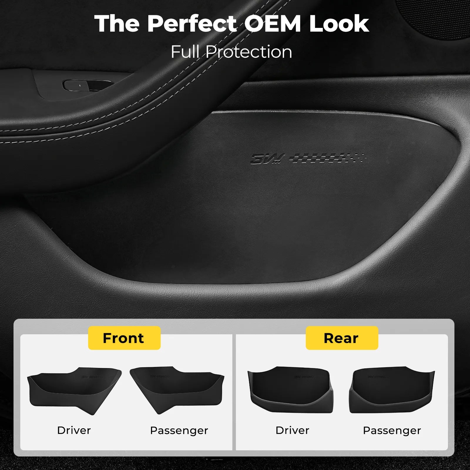 Custom-fit TPE door pocket organizer and emergency release strap set for the 2024-2026 Tesla Model 3 Highland, designed for a seamless fit in the side door storage slots.