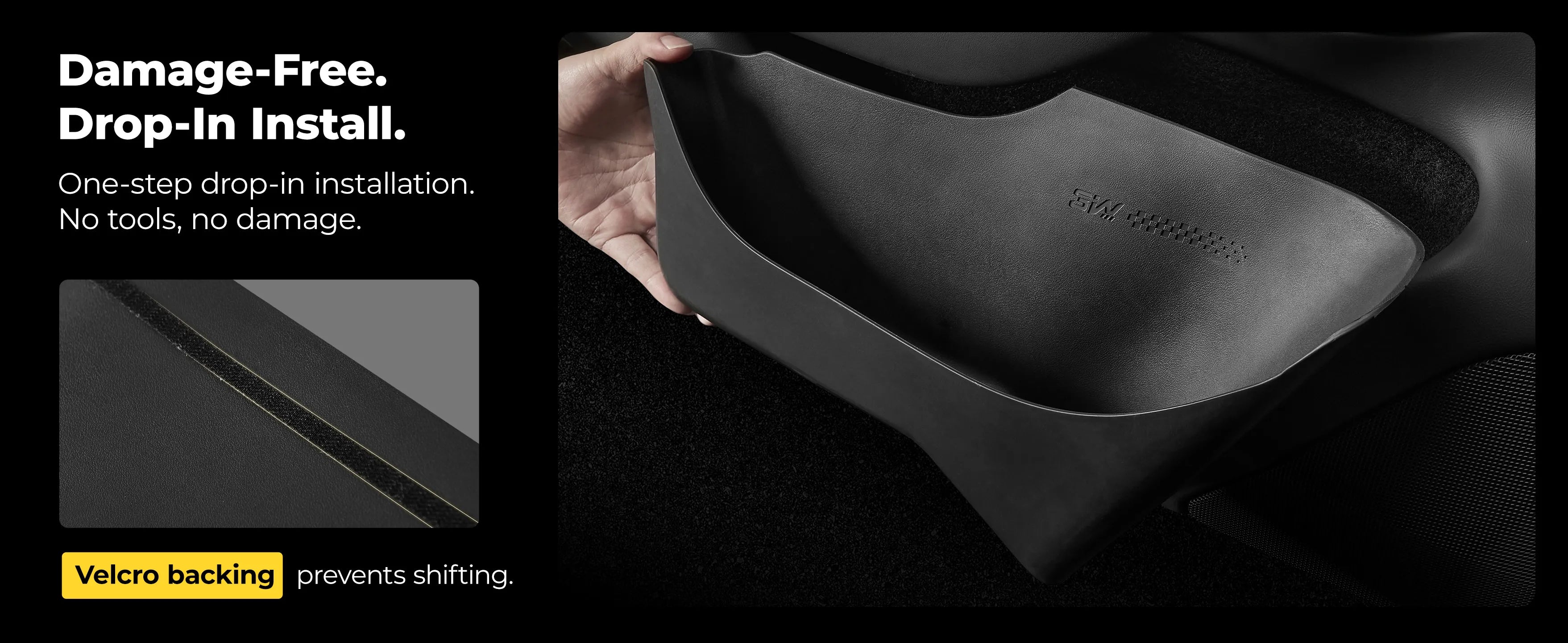 Custom-fit TPE door pocket organizer and emergency release strap set for the 2024-2026 Tesla Model 3 Highland, designed for a seamless fit in the side door storage slots.