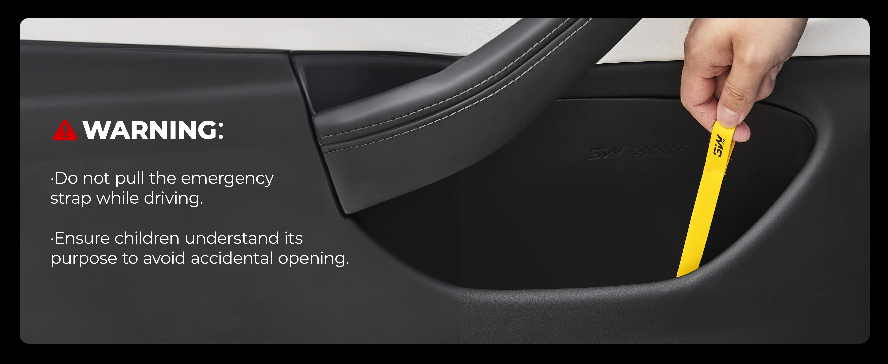 Custom-fit TPE door pocket organizer and emergency release strap set for the 2024-2026 Tesla Model 3 Highland, designed for a seamless fit in the side door storage slots.
