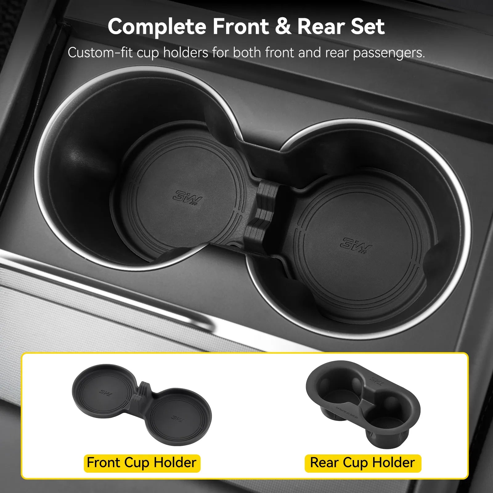 3W 8-piece interior bundle for Tesla Model Y Juniper 2025-2026 including center console storage organizer trays and custom car air freshener