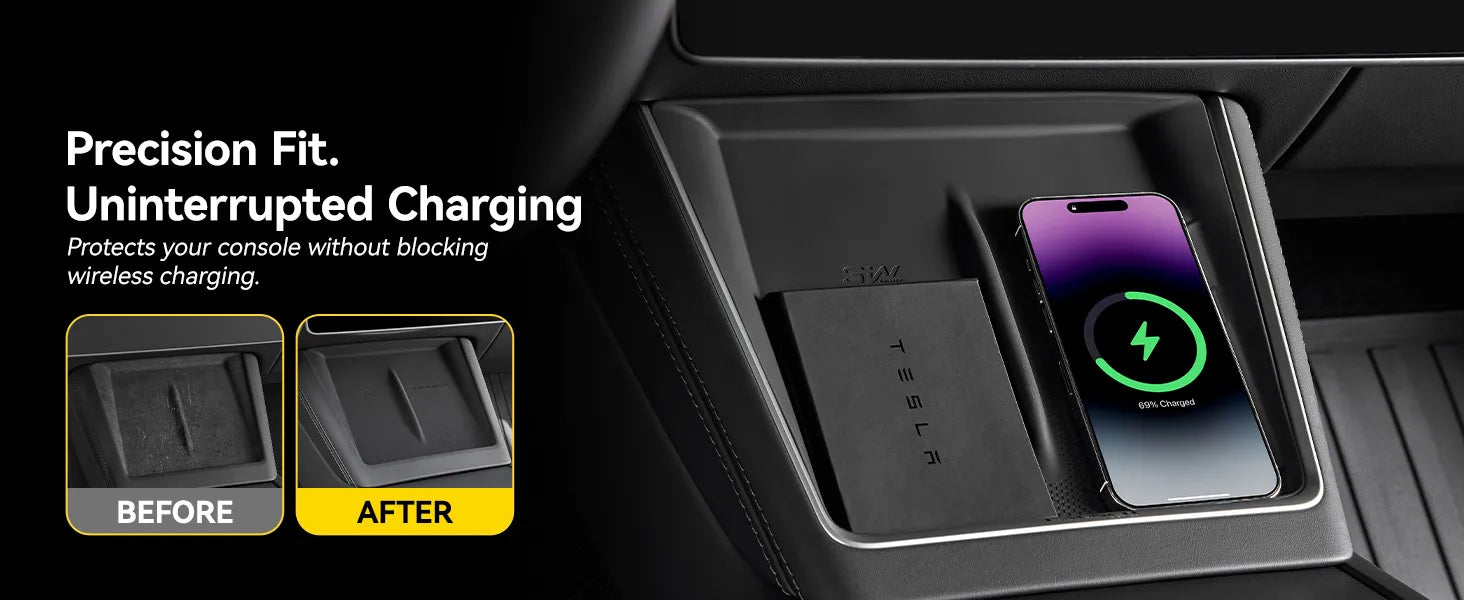3W 8-piece interior bundle for Tesla Model Y Juniper 2025-2026 including center console storage organizer trays and custom car air freshener