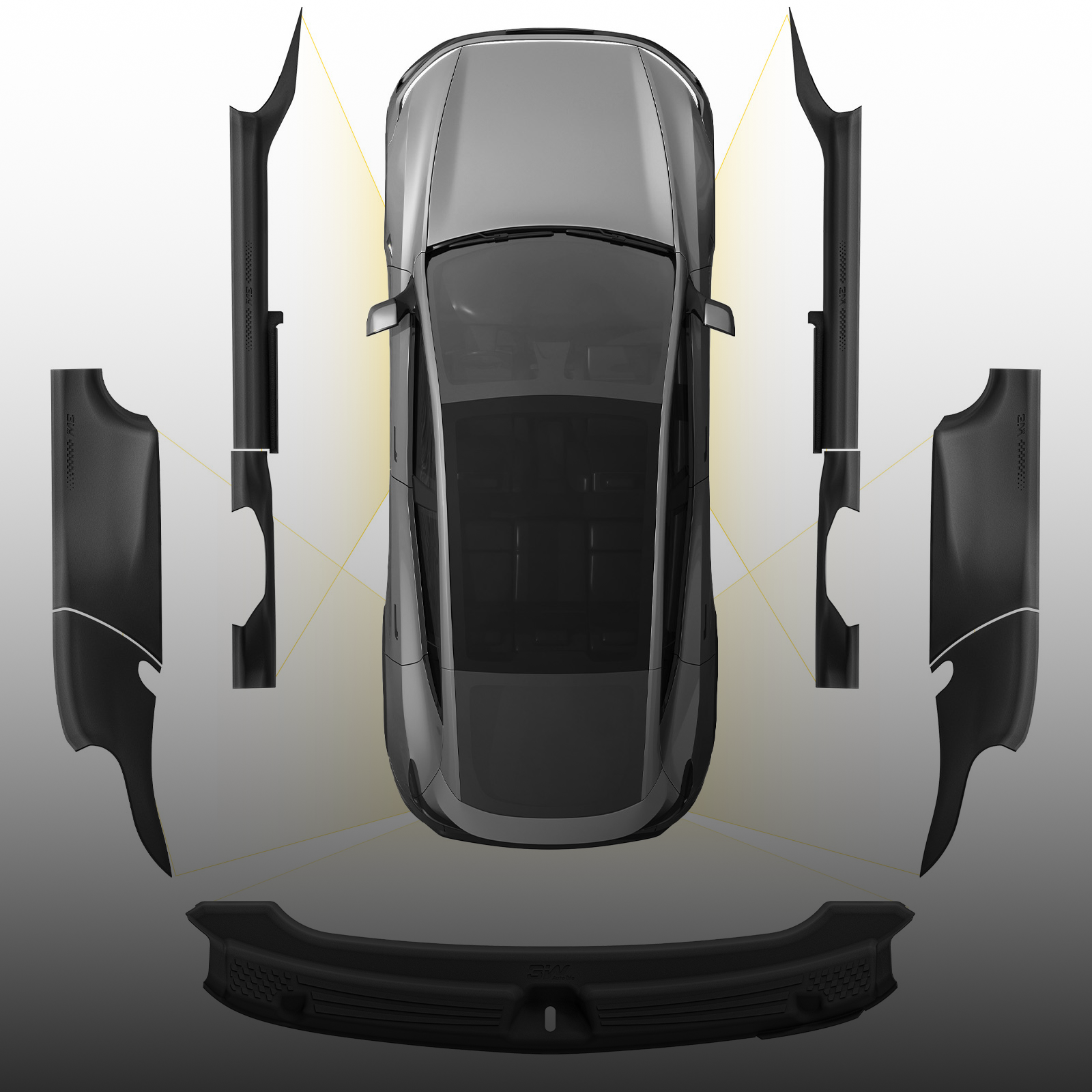 3W Tesla Model Y Juniper Door Sill Protector 2025 2026 Front & Rear, Trunk Sill Protector, Door Entry Guard, Anti-dust Cover, Anti-Scratch Plate, Edge Guards, TPE Customized Car Accessories Black