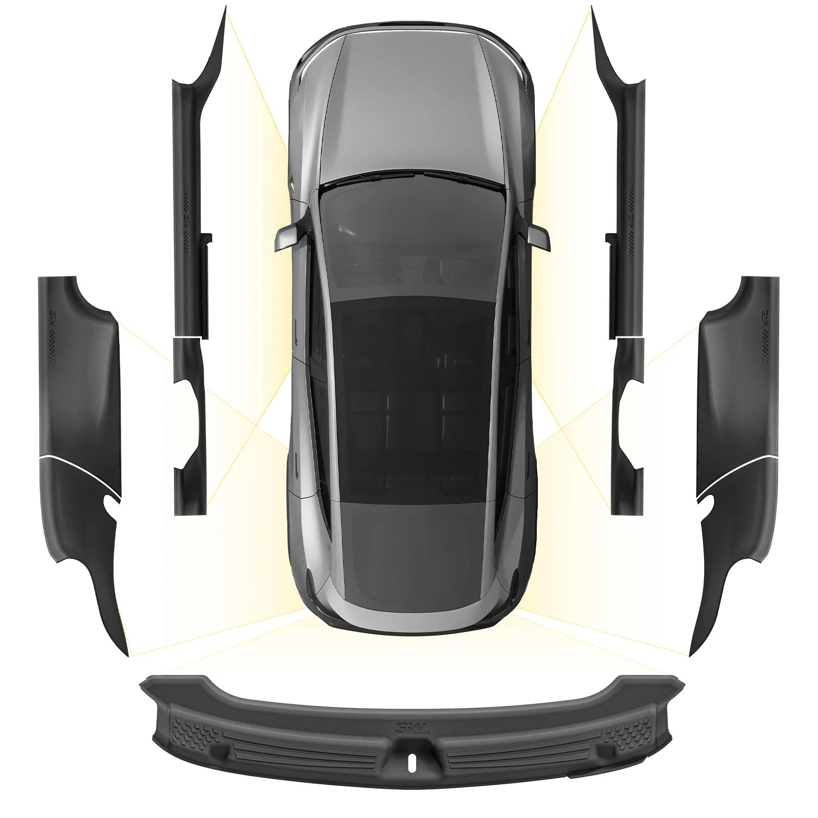 3W Tesla Model Y Juniper Door Sill Protector 2025 2026 Front & Rear, Trunk Sill Protector, Door Entry Guard, Anti-dust Cover, Anti-Scratch Plate, Edge Guards, TPE Customized Car Accessories Black