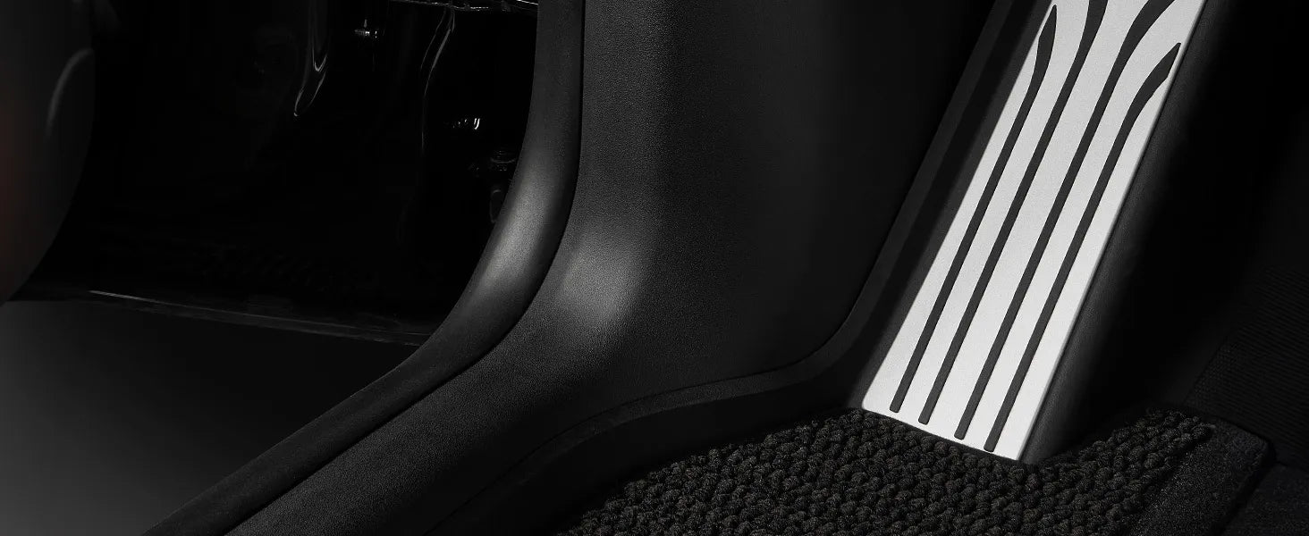 "Close-up of 3W Auto-life custom-molded TPE kick protector for Tesla, showing the textured, scratch-resistant surface that protects the interior side panels and door sills from dirt and scuffs