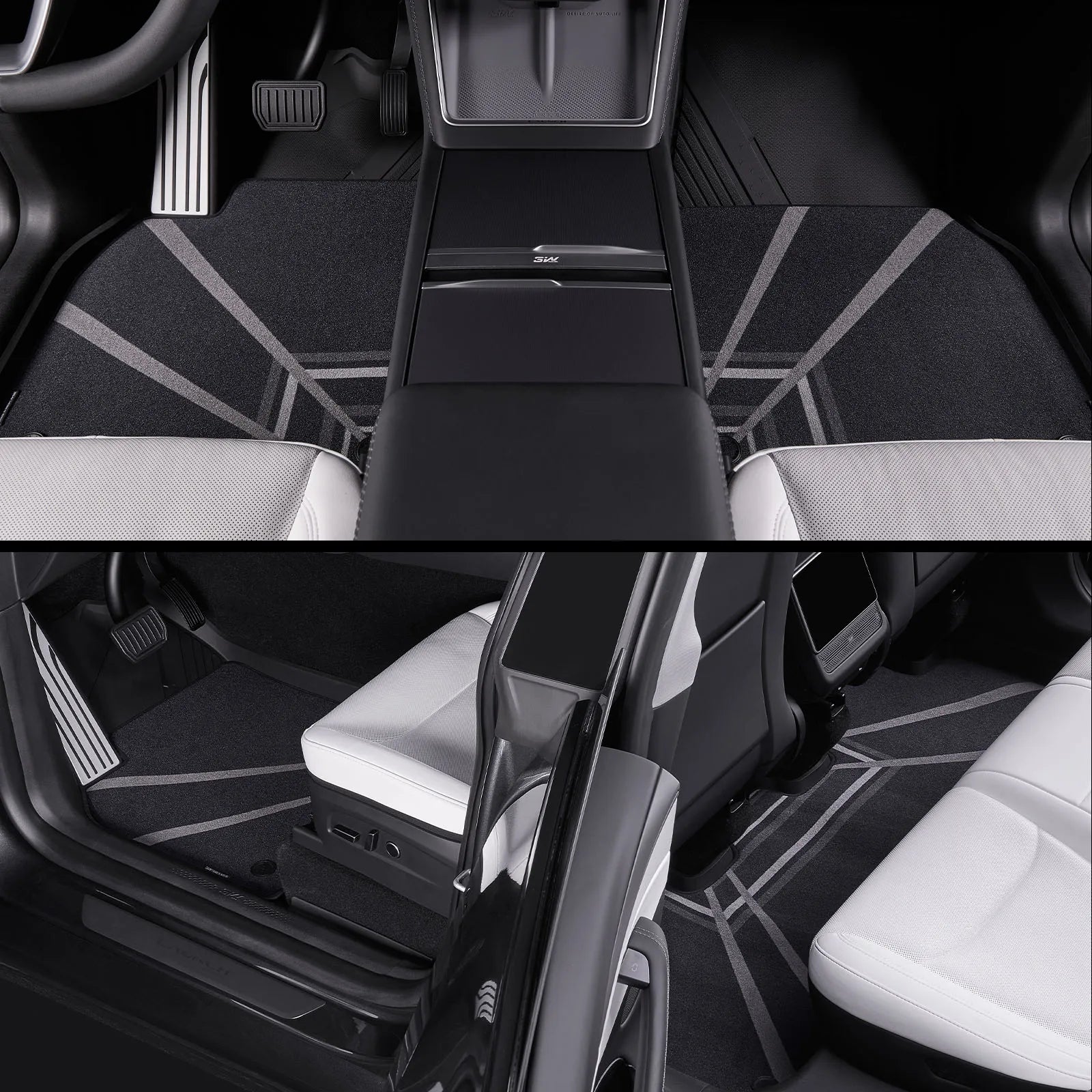 3W Tesla Model Y Juniper Floor Mats, 9PCS with Double Layered Carpets, New Pulsar Flow Design Carpet, Mental Pedal, Double Layer, 2025 2026 Model Y Acecessories, TPE All Weather Waterproof Custom Fit Automotive Liners and Truck Car Liners