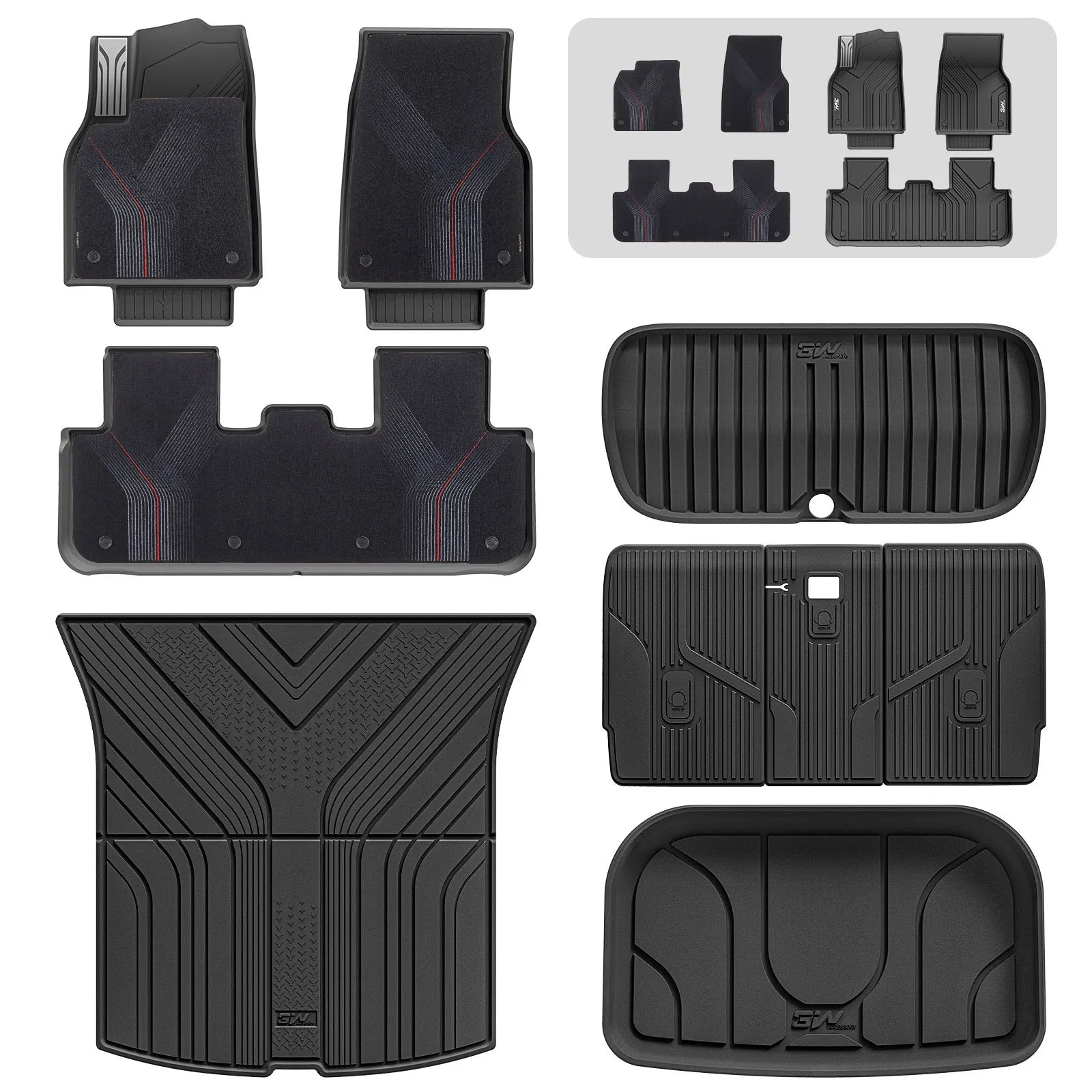 3W Tesla Model Y Juniper Floor Mats, 9PCS with Double Layered Carpets, New Star Trail Design Carpet, Mental Pedal, Double Layer, 2025 2026 Model Y Acecessories, TPE All Weather Waterproof Custom Fit Automotive Liners and Truck Car Liners