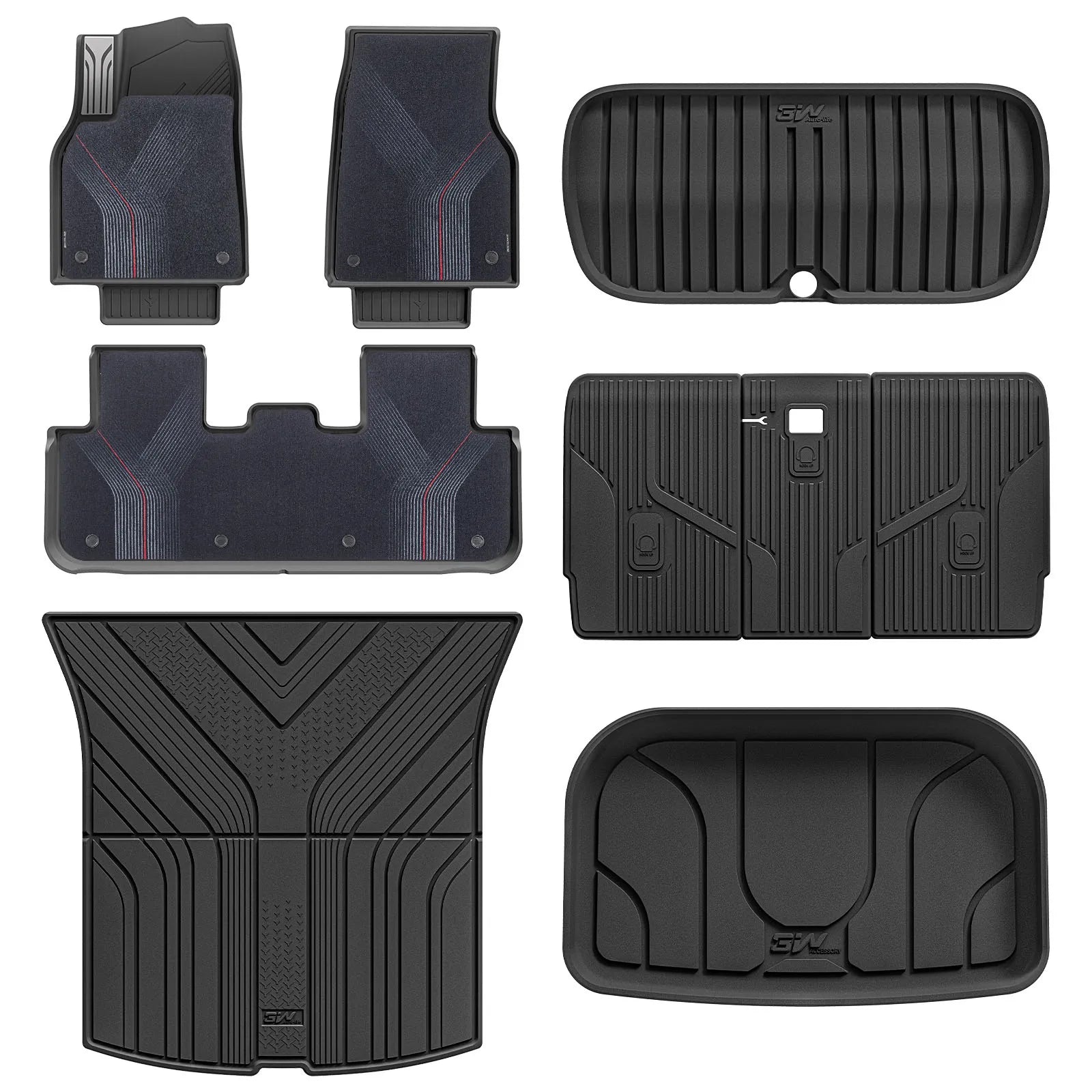 3W Tesla Model Y Juniper Floor Mats, 9PCS with Double Layered Carpets, New Star Trail Design Carpet, Mental Pedal, Double Layer, 2025 2026 Model Y Acecessories, TPE All Weather Waterproof Custom Fit Automotive Liners and Truck Car Liners