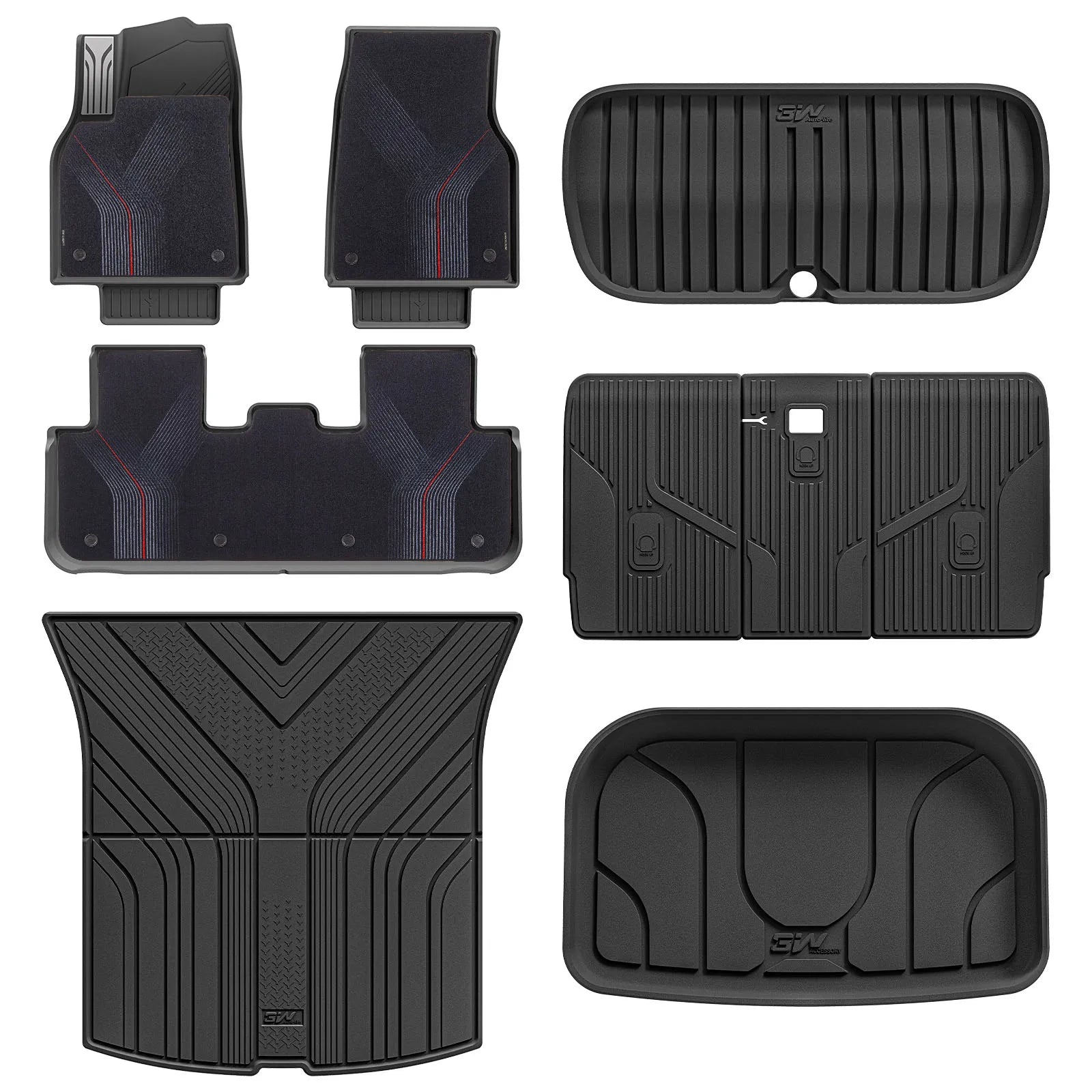 3W Tesla Model Y Juniper Floor Mats, 9PCS with Double Layered Carpets, New Star Trail Design Carpet, Mental Pedal, Double Layer, 2025 2026 Model Y Acecessories, TPE All Weather Waterproof Custom Fit Automotive Liners and Truck Car Liners