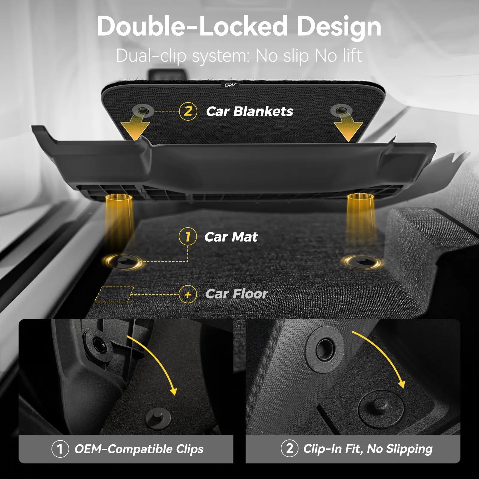 3W Tesla Model Y Standard Floor Mats, 7PCS with Double Layered Carpets，Floor Mats，Trunk Mats，Back Seat Protector，Mental Pedal, 2025 2026 Model Y Standard Acecessories, TPE All Weather Waterproof Custom Fit Automotive Liners and Truck Car Liners
