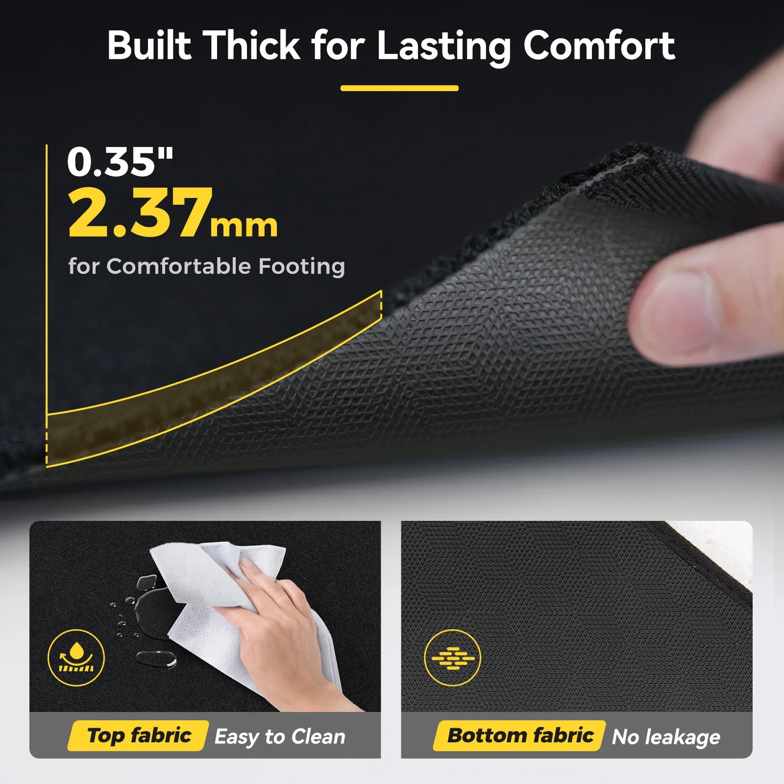 3W Tesla Model Y Standard Floor Mats, 7PCS with Double Layered Carpets，Floor Mats，Trunk Mats，Back Seat Protector，Mental Pedal, 2025 2026 Model Y Standard Acecessories, TPE All Weather Waterproof Custom Fit Automotive Liners and Truck Car Liners